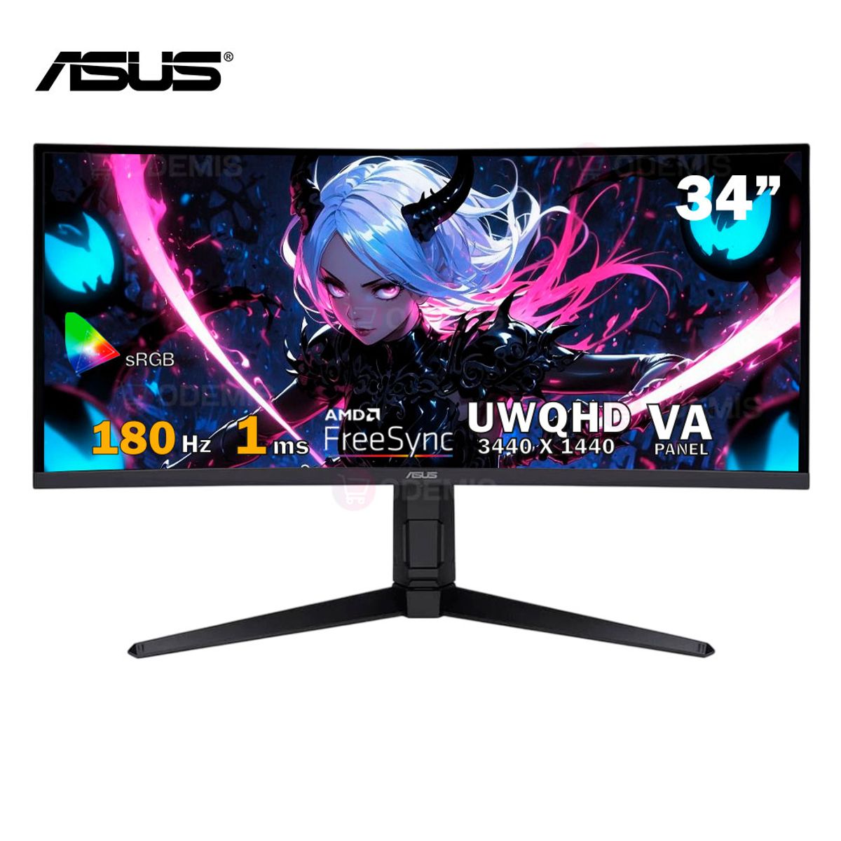 ASUS - MONITOR ASUS Tuf Gaming VG34VQL3A 34 CURVO VA WQHD 180Hz 1ms FreeSync Pivote