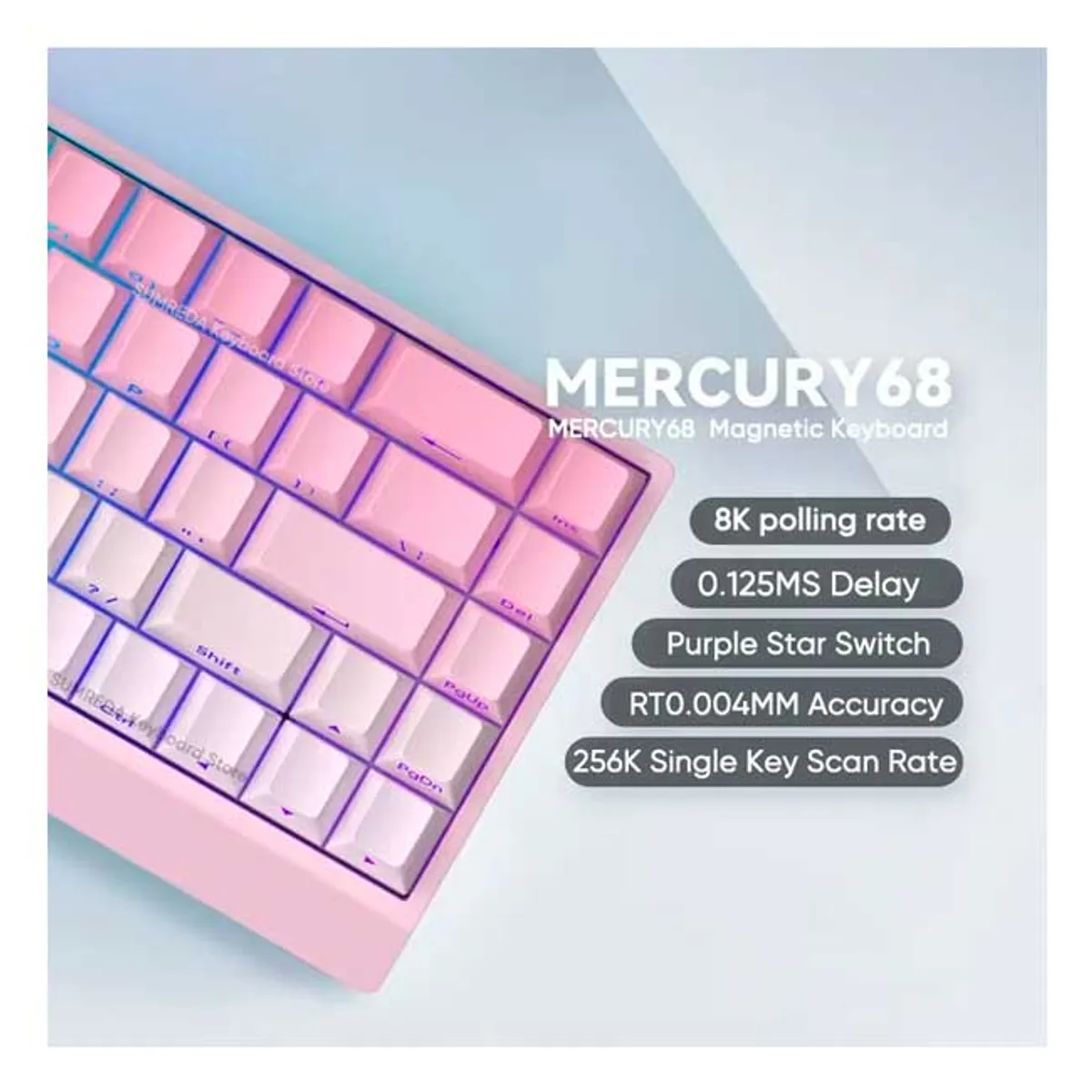 GENERICO - Teclado Magnético IROK Mercury 68 RGB 8K Switch Purple Rosado Degradado
