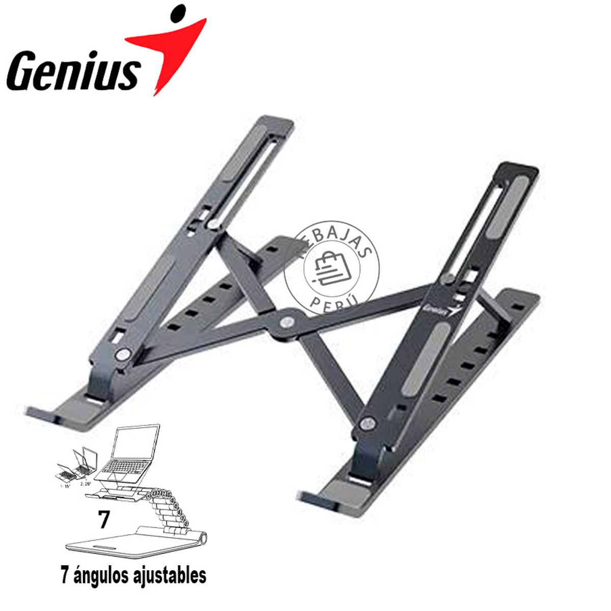 GENIUS - Base Genius G-Stand M250 Aluminio Plegable 7 Ángulos Notebook/Tablet
