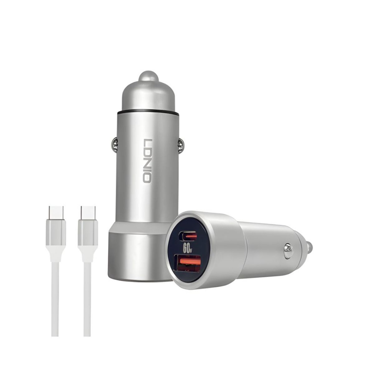 LDNIO - Cargador de auto 3.0 USB-Tipo C 60w con Cable Tipo C LDNIO c302-1