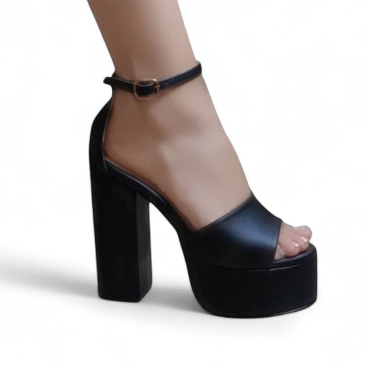 GENERICO - Sandalia Mujer Taco 12 Clasica Conservadora 2086L-75 Color Negro