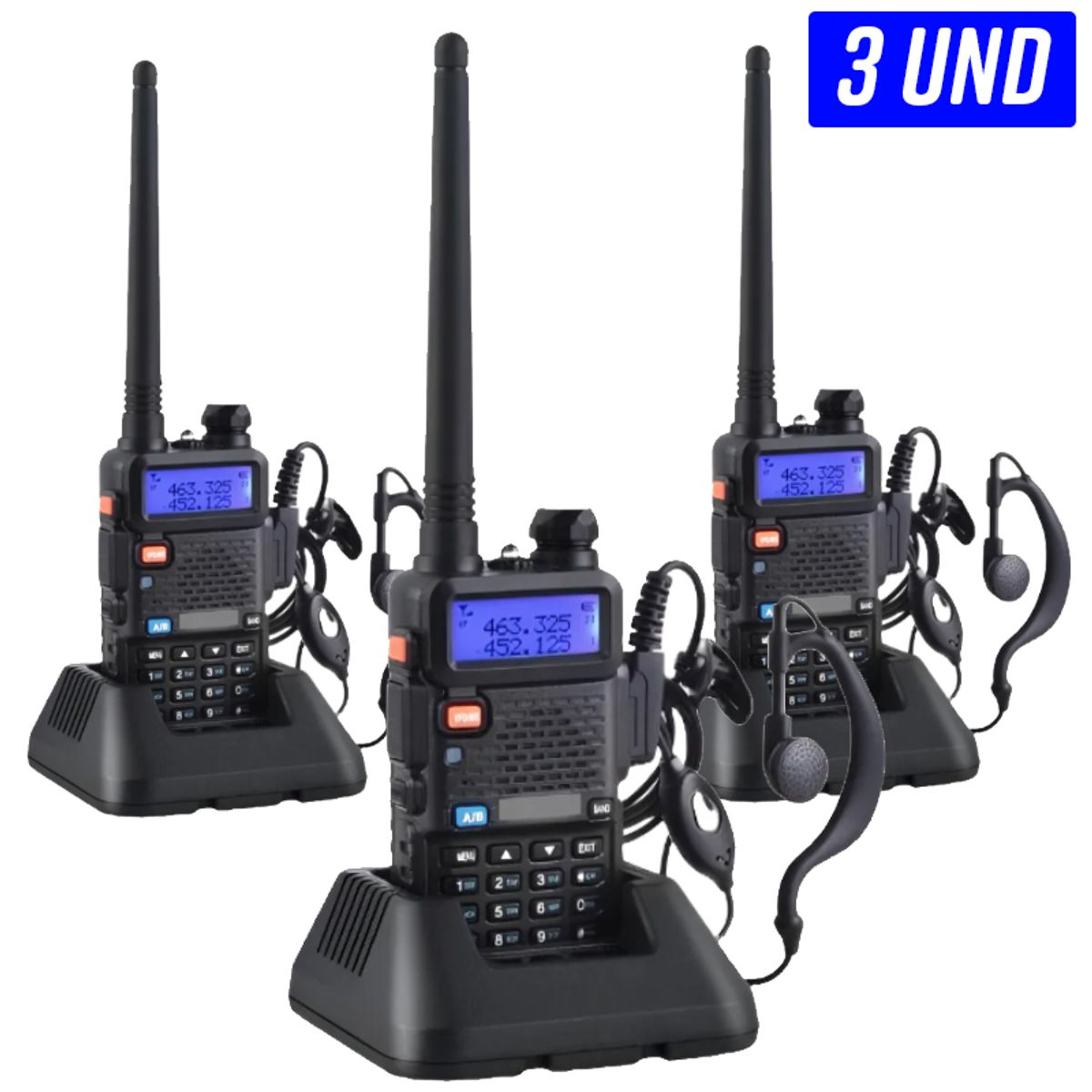 GENERICO - Kit 3 Walkie Talkie Radio Hasta 7km con pantalla botones handsfree