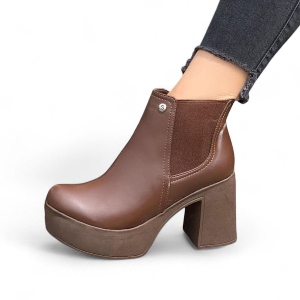 GENERICO - Botin Mujer Taco 9 Con Plataforma 2086L-60 Color Marron
