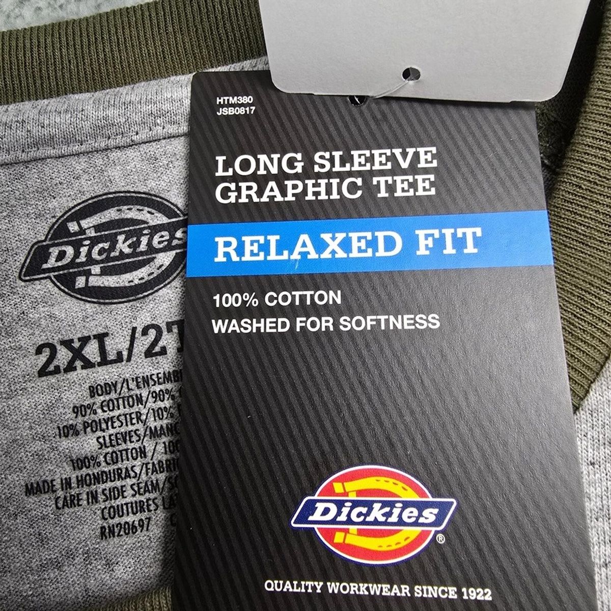 DICKIES - POLO DICKIES MANGA LARGA GRIS CON VERDE