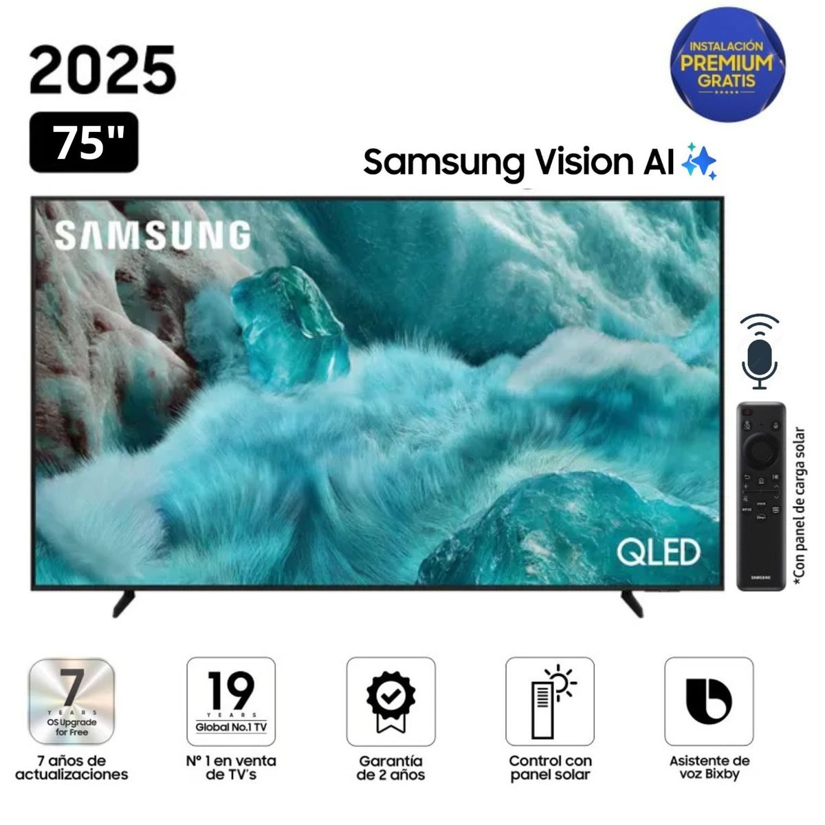 SAMSUNG - Televisor Samsung QLED 75" Visión AI Smart TV QN75Q7F - Nuevo 2025