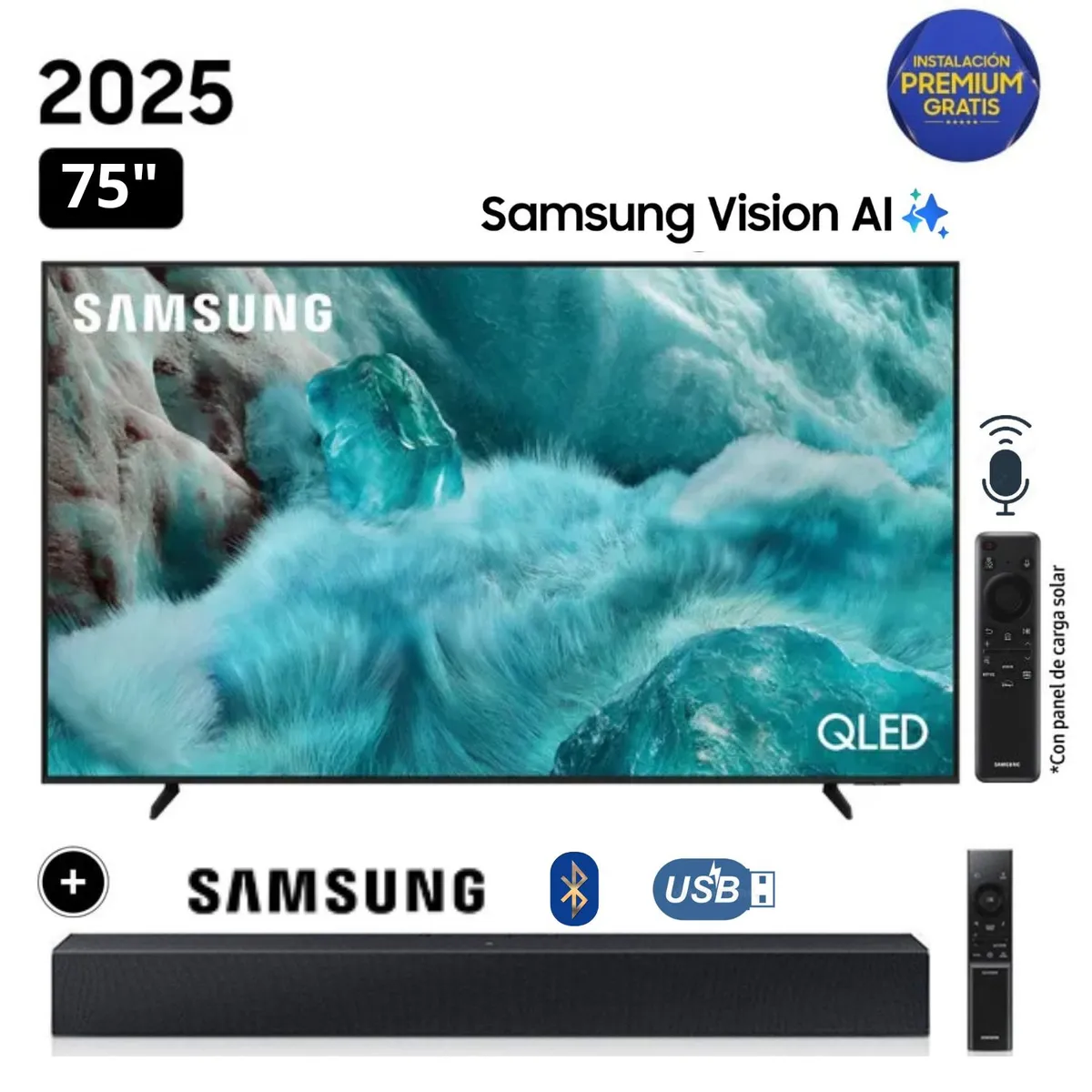 SAMSUNG - Televisor Samsung QLED 75 Visión AI Smart TV QN75Q7F + Soundbar HW-B400F