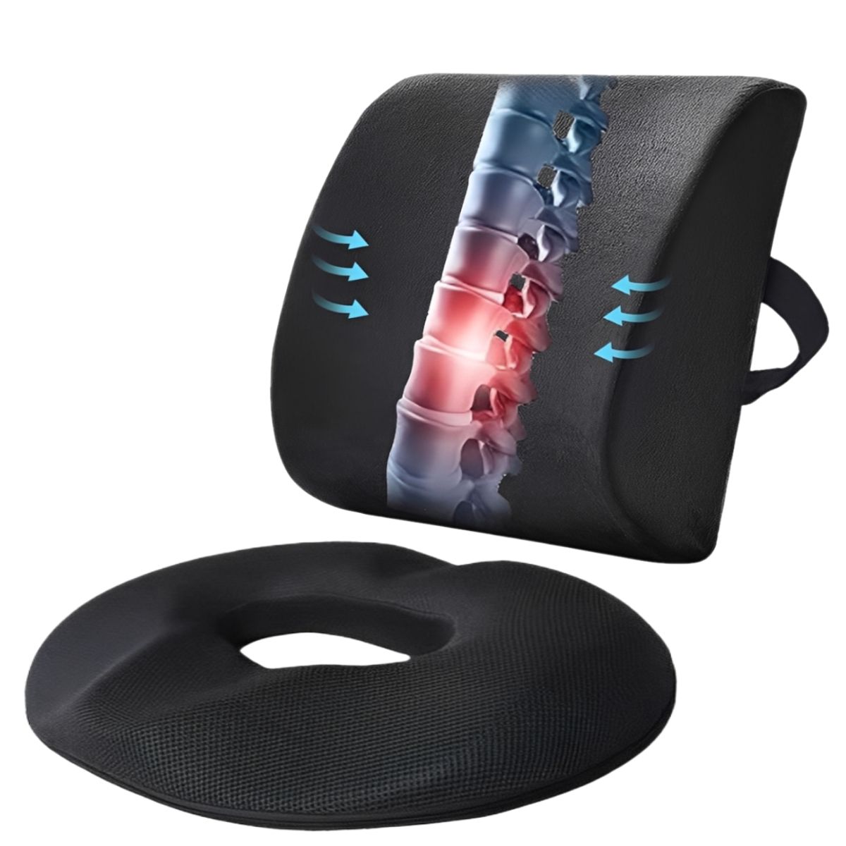 GENERICO - PACK COJÍN LUMBAR VICOGEL + COJÍN  COXIS GEL TECH