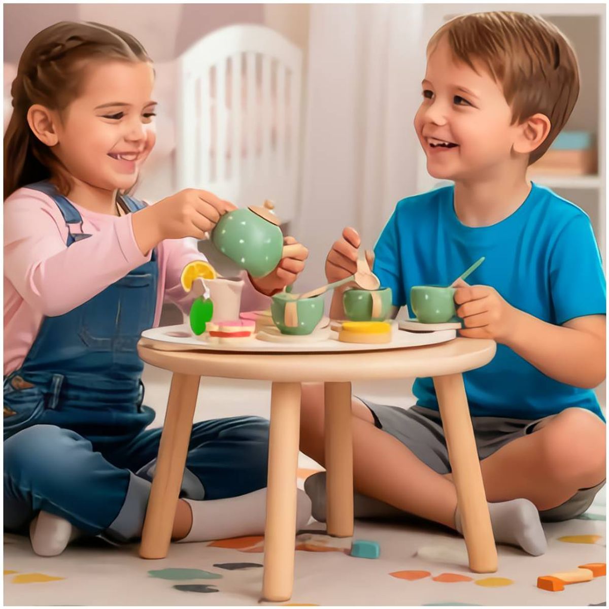 GENERICO - Set de Té de Madera para Niños 15 Piezas