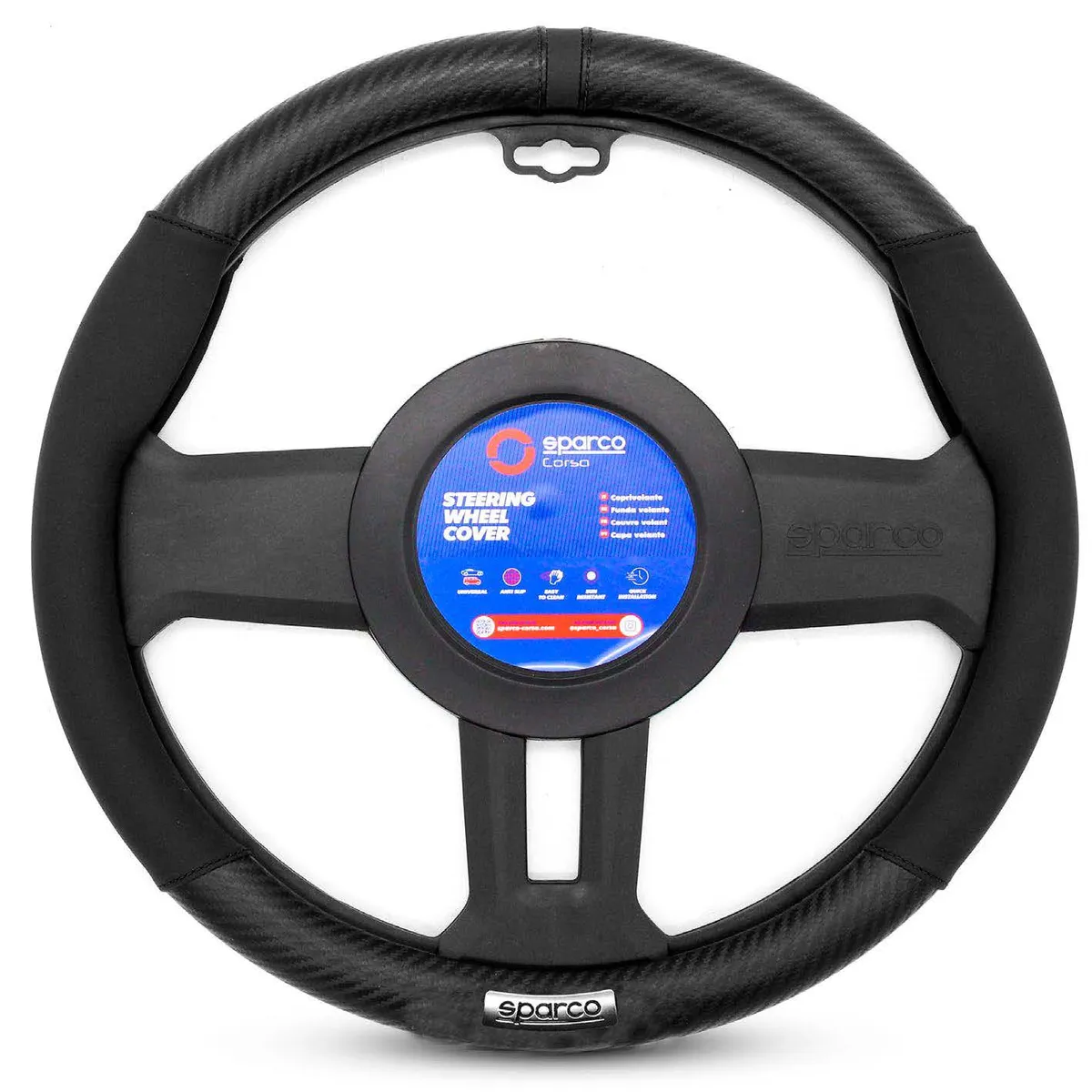 GENERICO - Forro De Timon Sparco Diseño Deportivo Universal Negro