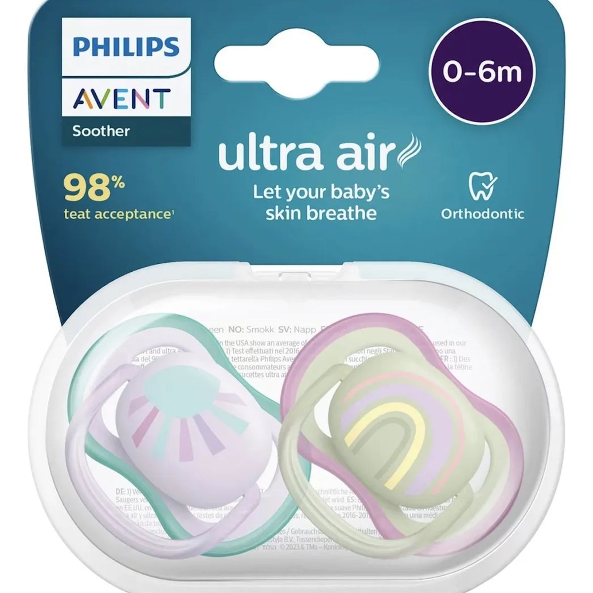 AVENT - Chupon Avent De 0 A 6 Meses Ultra Aereado X 2 Uni + Estuche