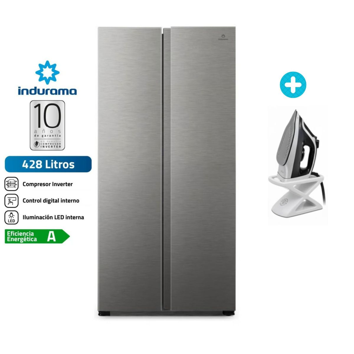 INDURAMA - Refrigeradora Indurama RI-769CR 428 Lt + Plancha Eléctrica