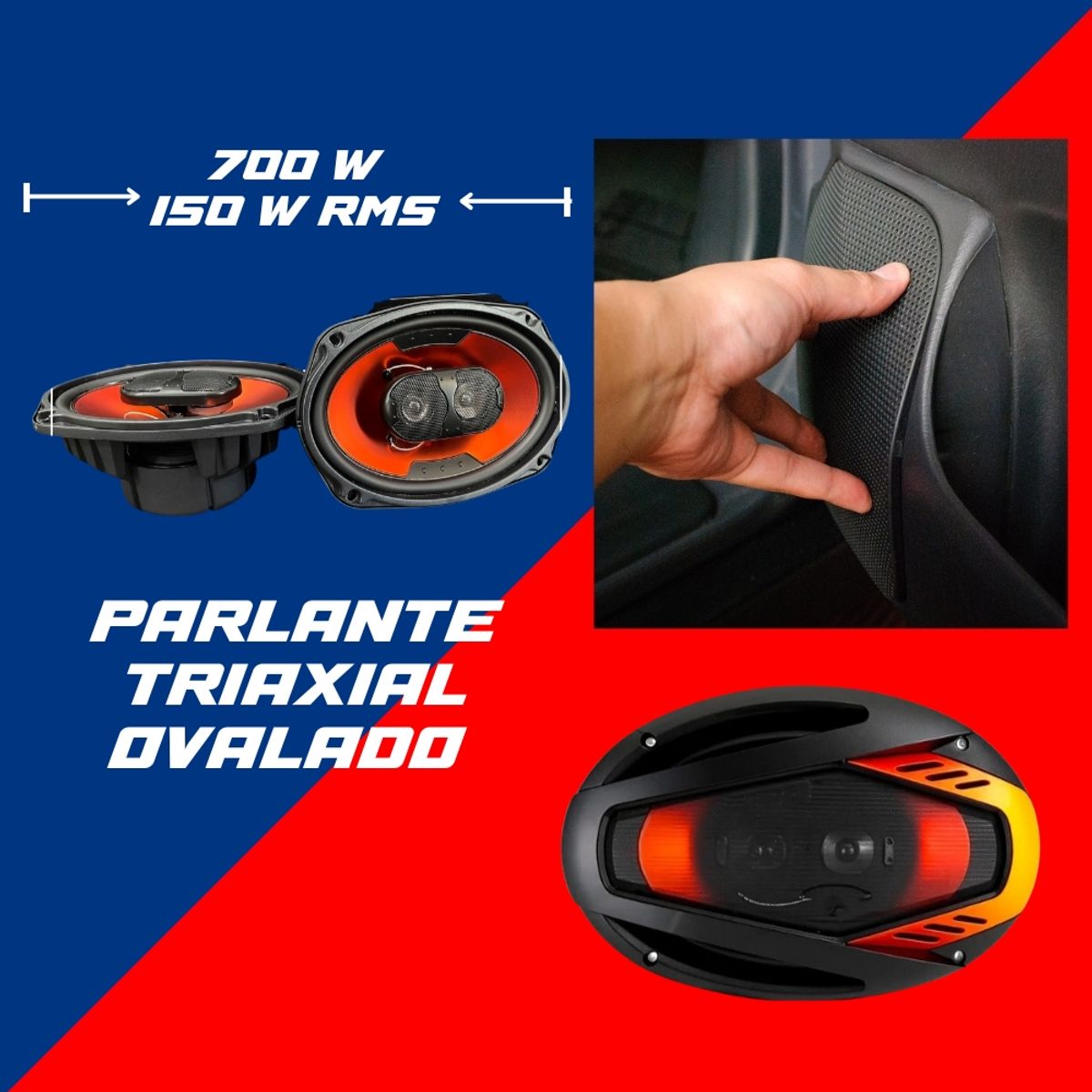 BLACK HAWK - PARLANTE TRIAXIAL OVALADO  6"X9"700W150WRMS BH-694W BLACK HAWK