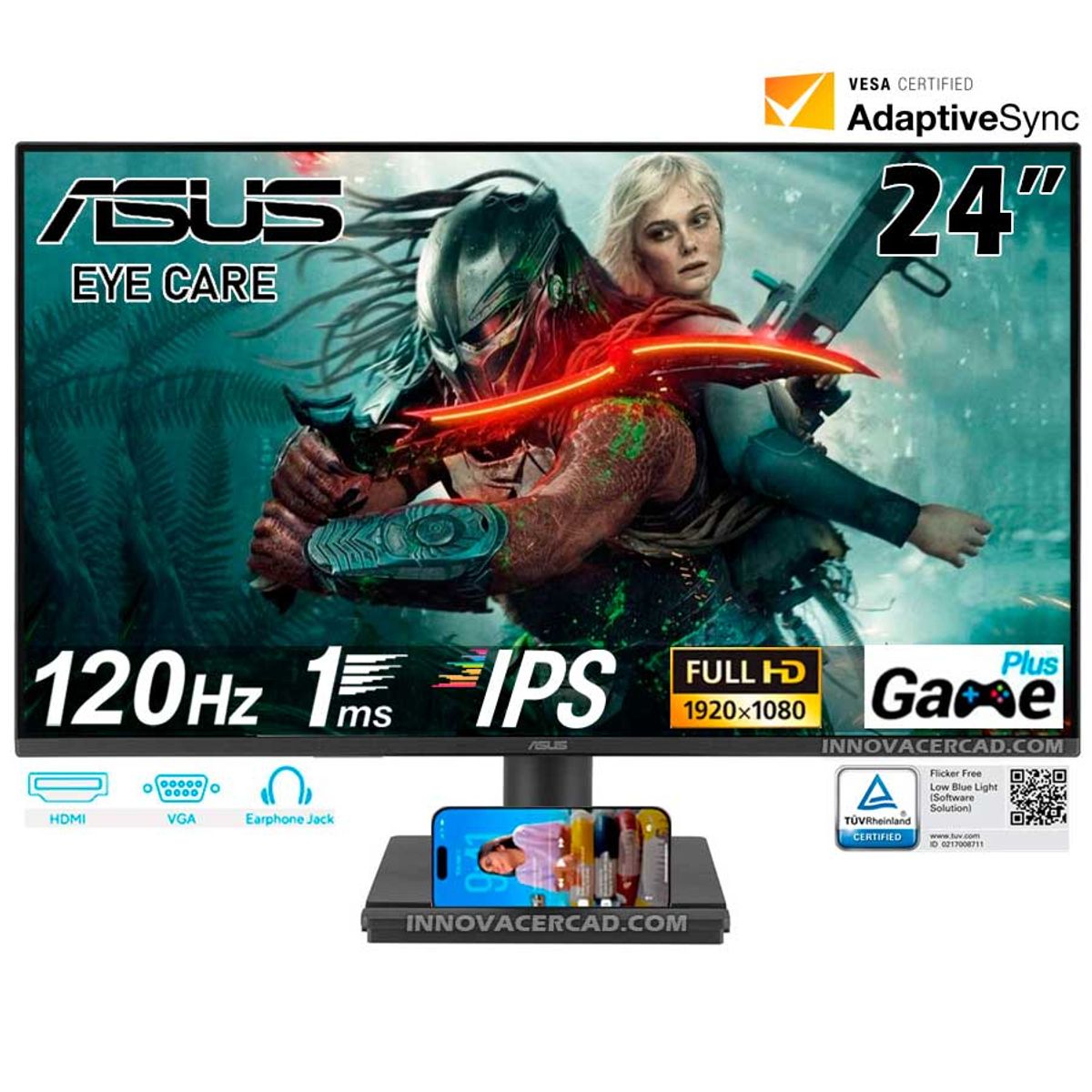 ASUS - Monitor ASUS VA249HG Eye Care 24 IPS Full HD sin marco 120Hz 1ms HDMI VGA