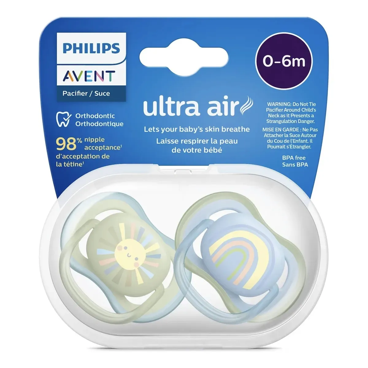 AVENT - Chupon Avent 0-6m Ultra Aereado X 2 Uni + Estuche - Niño