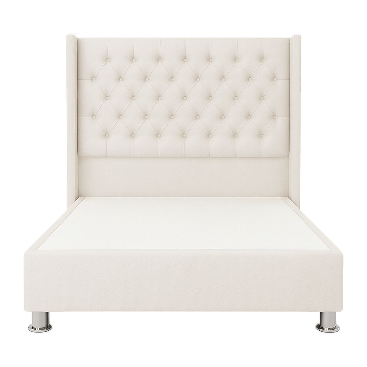 GENERICO - Cama Tapizada Confort Capitoné Cromo Ivory 1.5 Plz