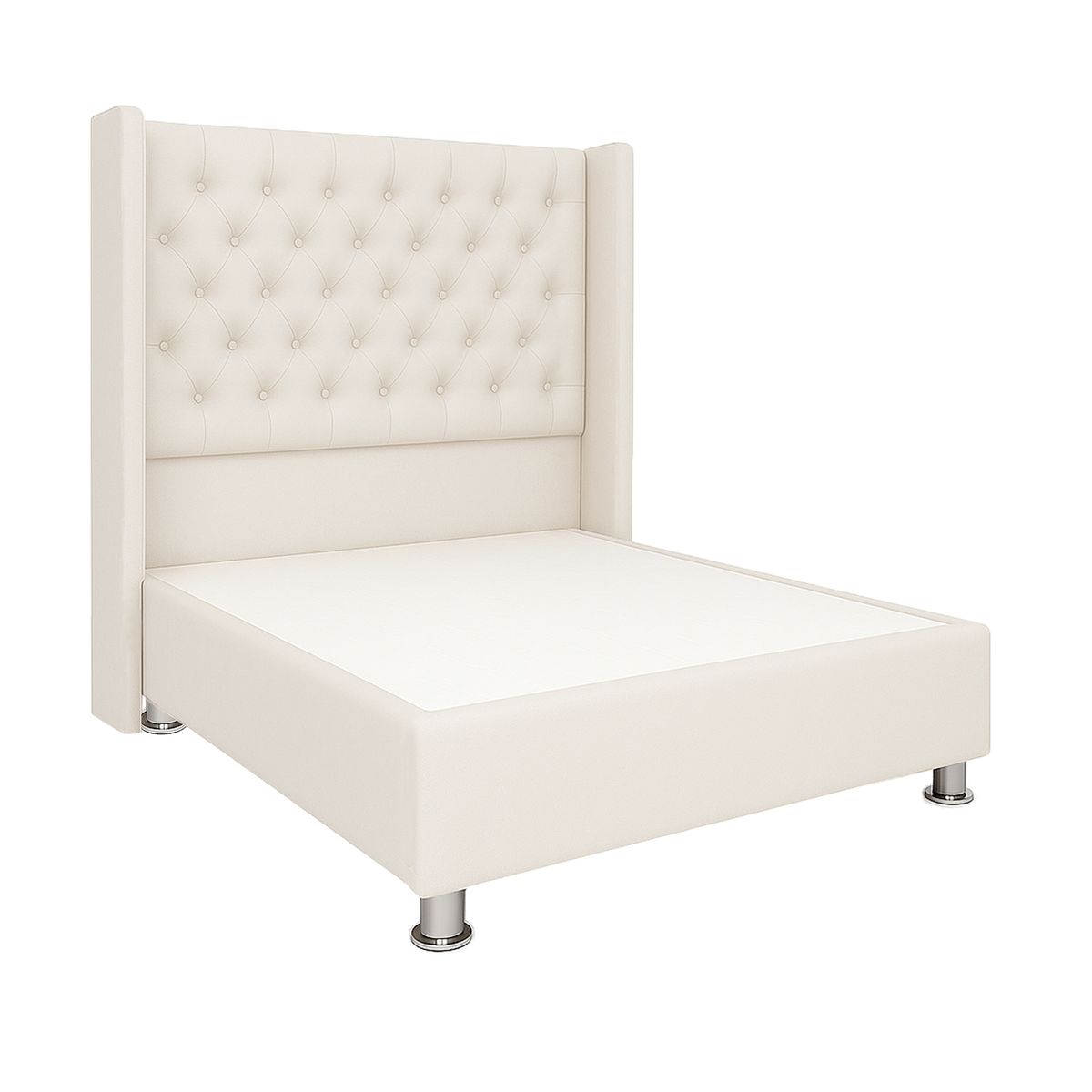 GENERICO - Cama Tapizada Confort Capitoné Cromo Ivory 1.5 Plz