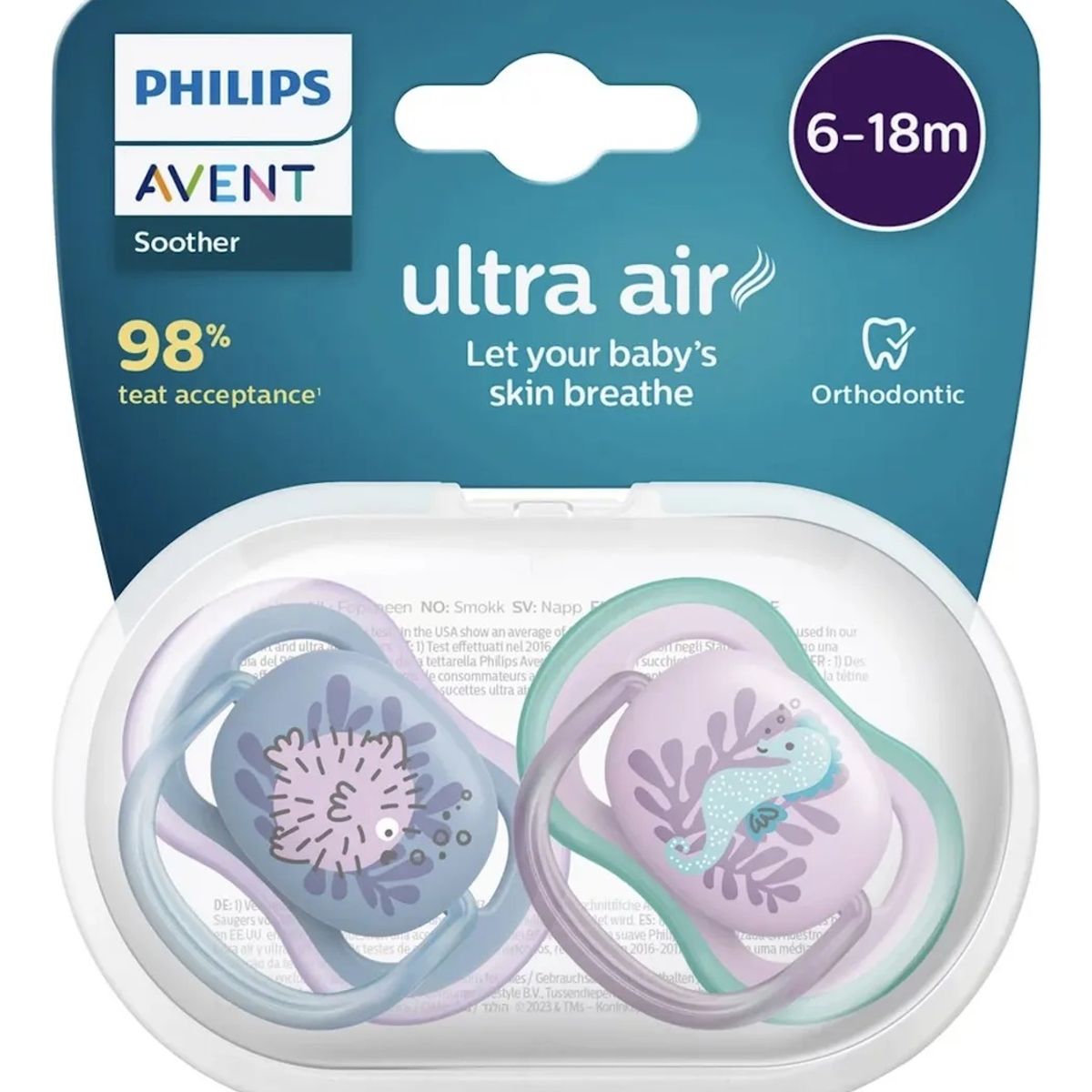 AVENT - Chupon Avent 6 A 18 M Ultra Aereado X 2 Uni + Estuche - Niña