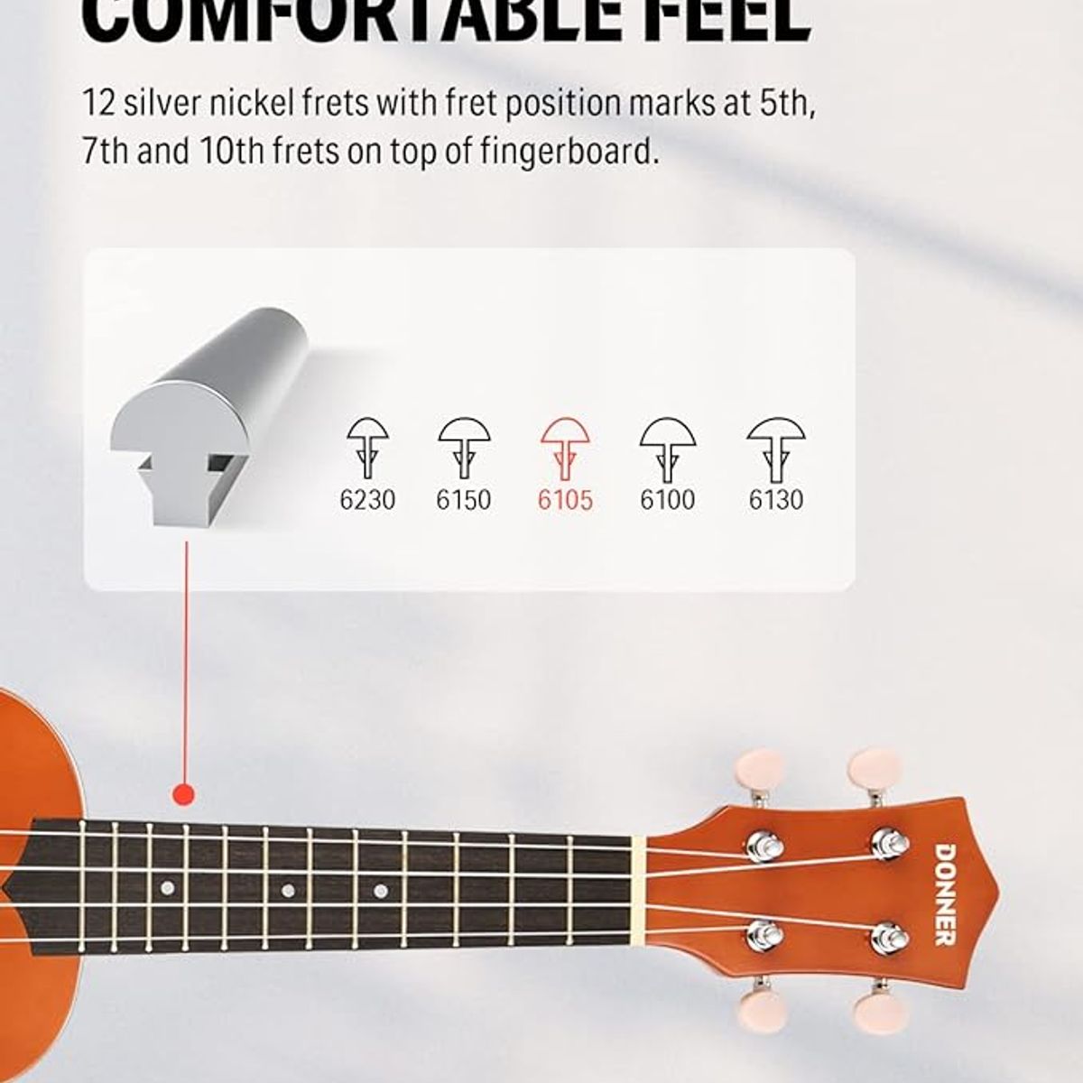 DONNER - Paquete de ukelele soprano Donner DUS-10M Rainbow Series con funda correa cuerdas afinador púas paño de limpieza