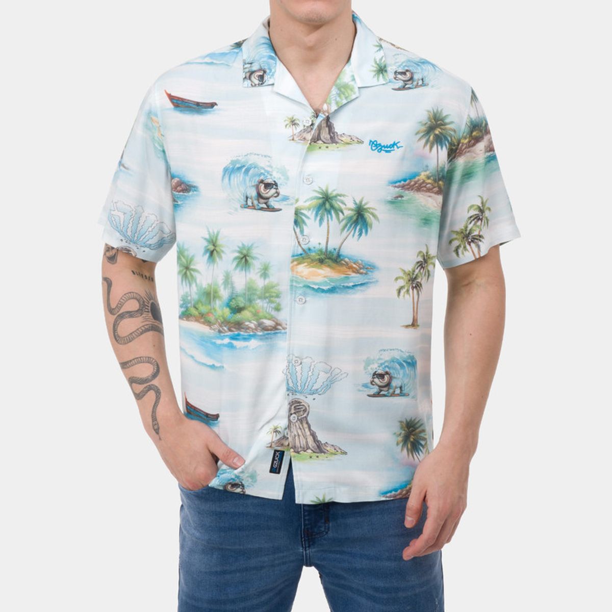 GZUCK - Camisa Resort Popelina Tulmot Hombre