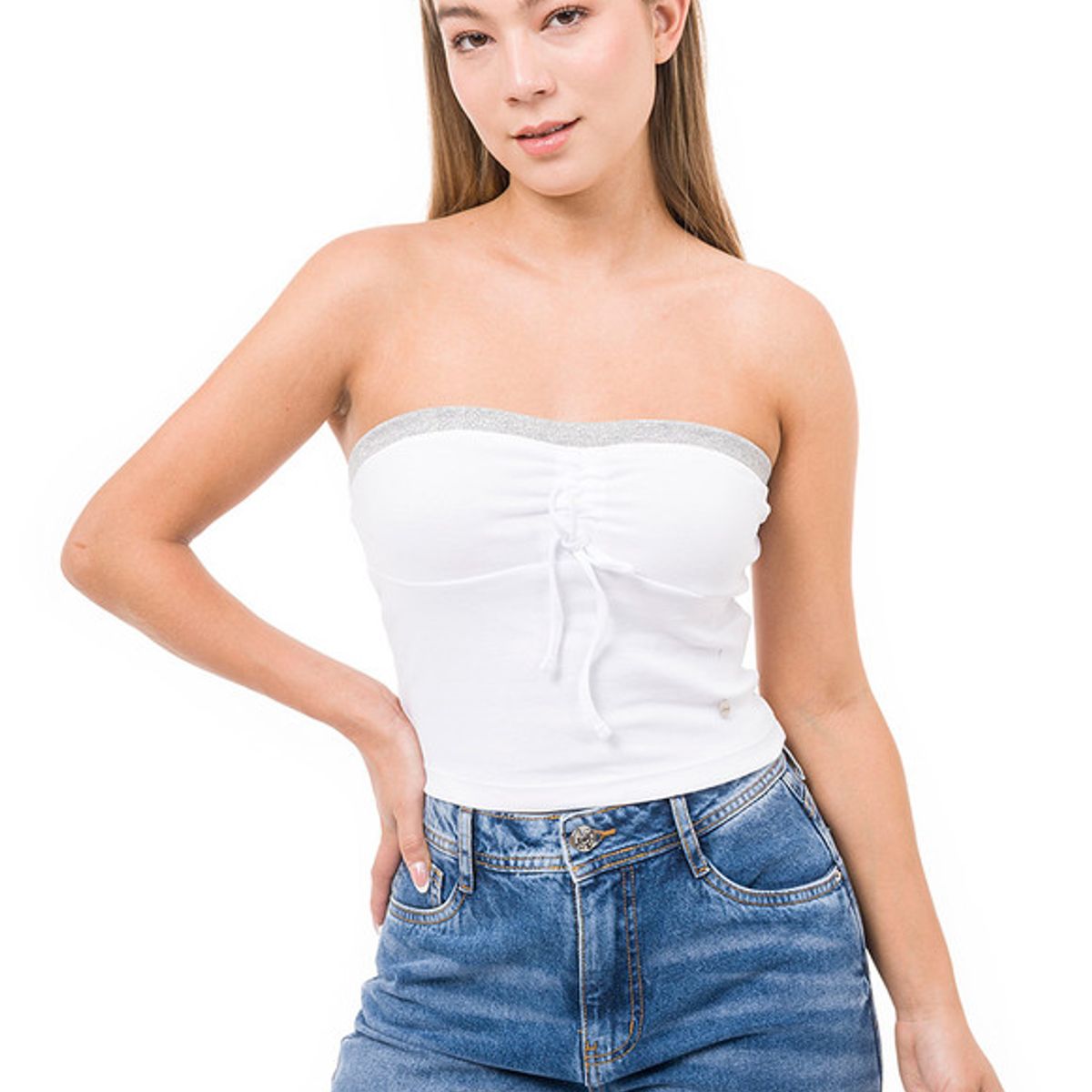 SQUEEZE - Tops Strapless Rib Lycrado Vrilli-S Mujer