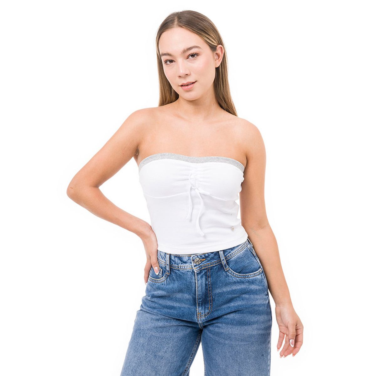 SQUEEZE - Tops Strapless Rib Lycrado Vrilli-S Mujer