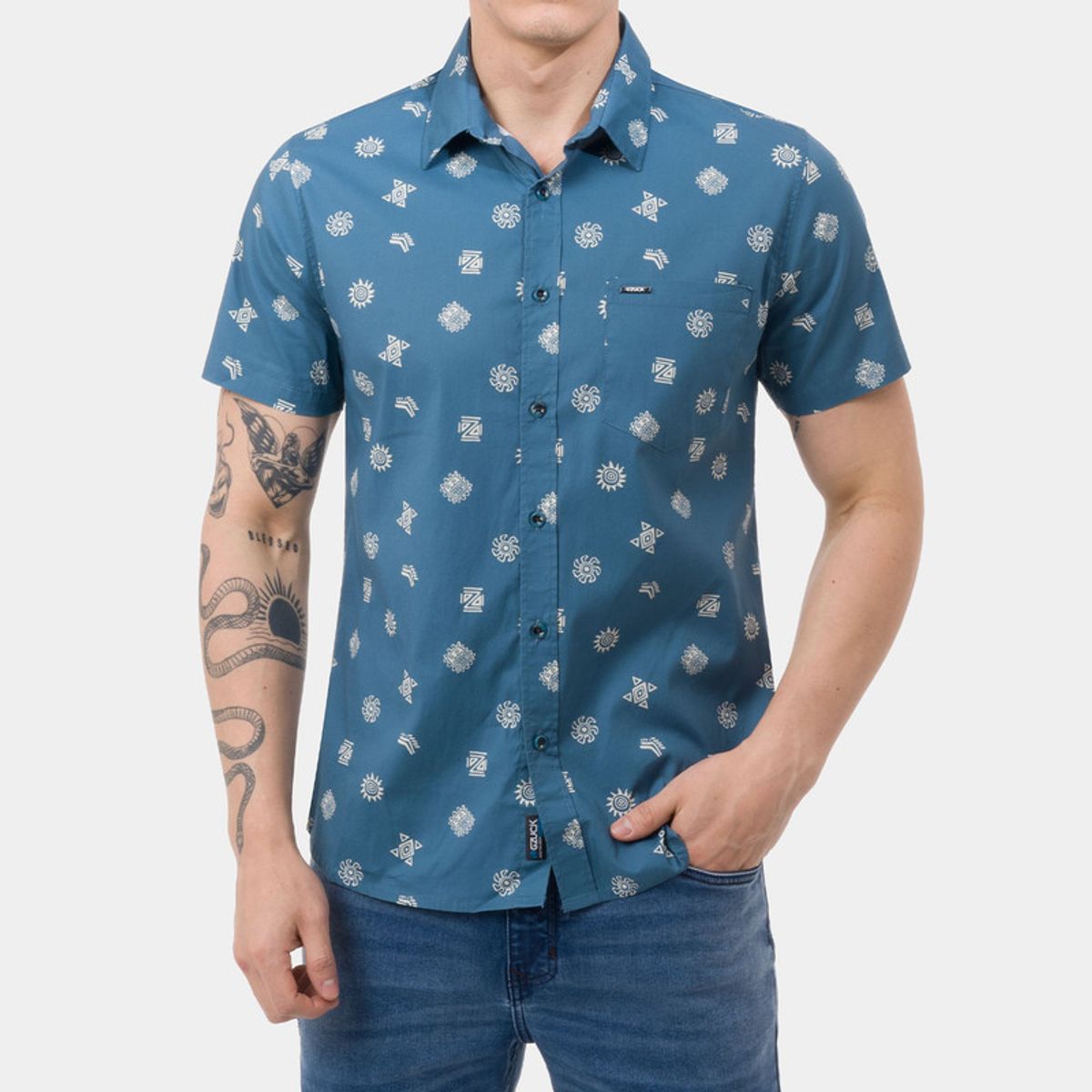 GZUCK - Camisa Moda Popelina Stretch Cultural Icons Hombre