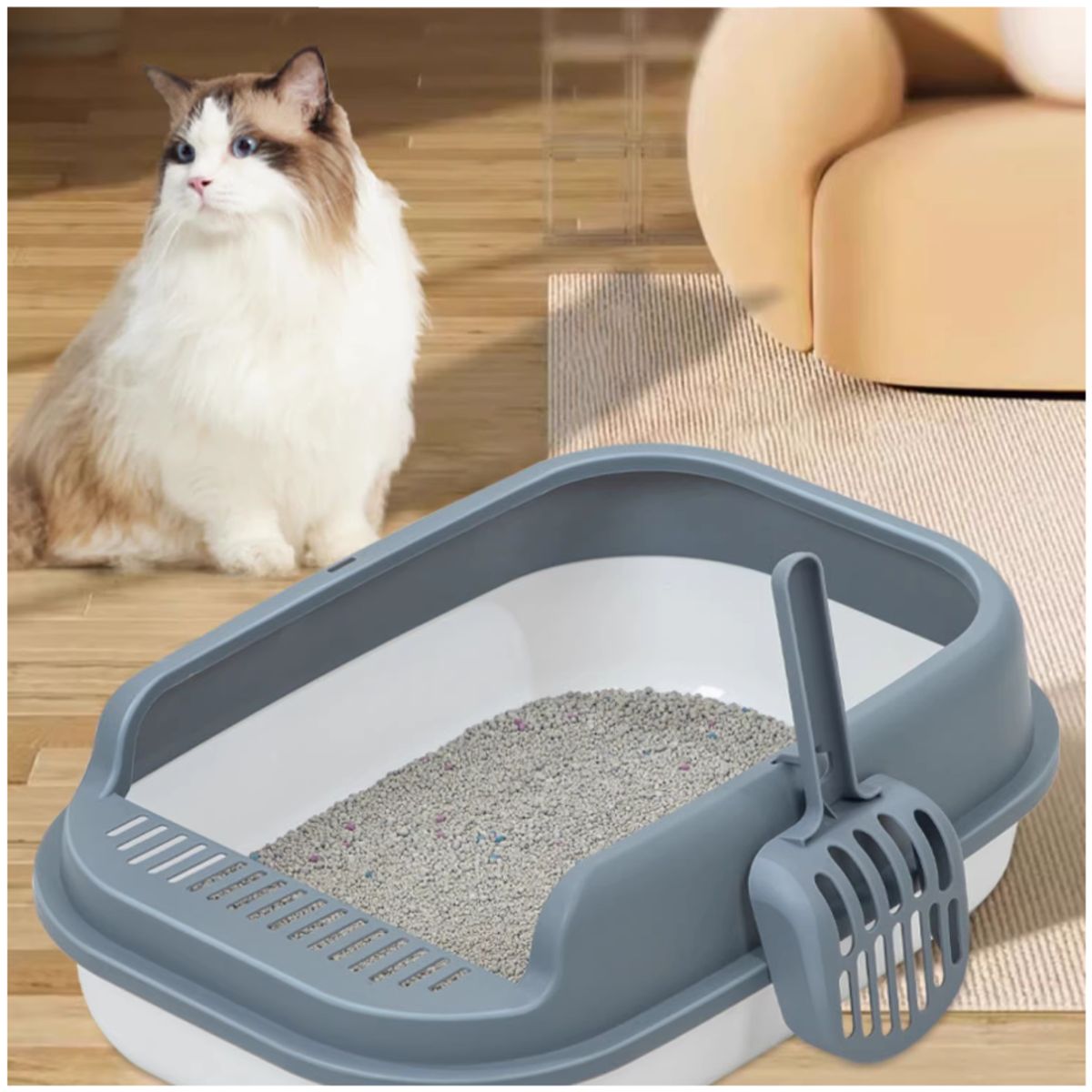 INSPIRA - Arenero Gato Caja de Arena 50 x 34 x 22 Aleatorio