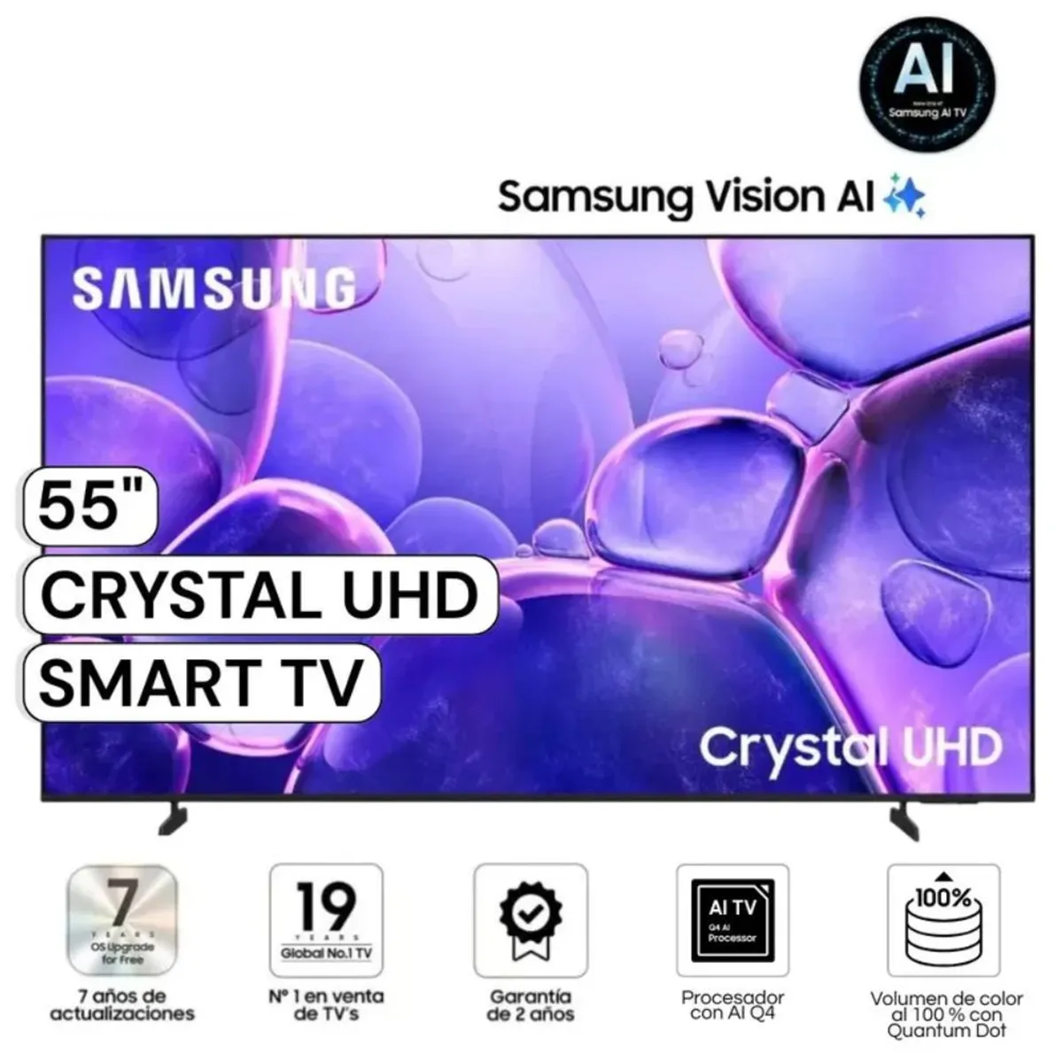 SAMSUNG - Televisor Samsung Smart TV 55"Crystal UHD 4K UN55U8000FGXPE - Nuevo 2025