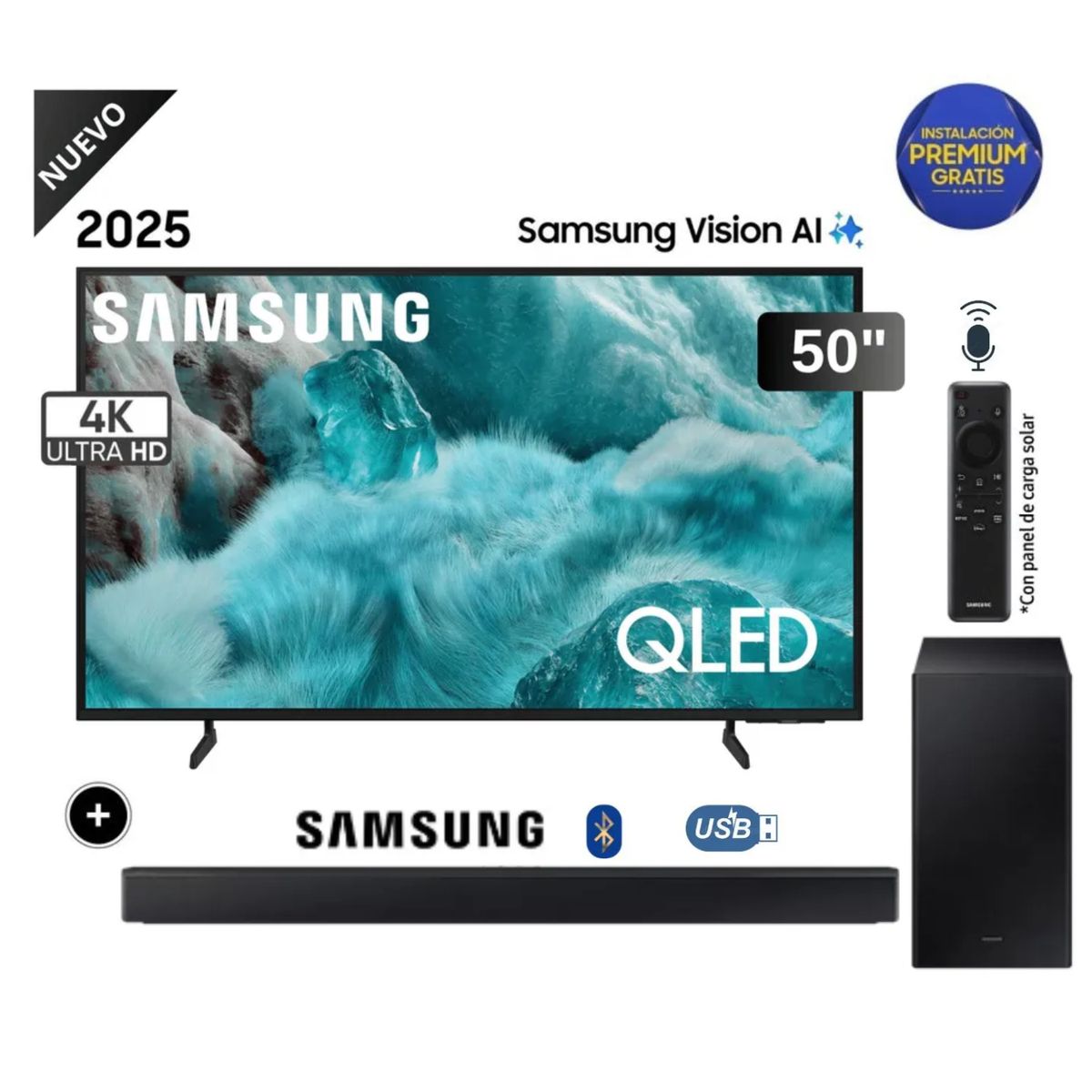 SAMSUNG - Televisor Samsung QLED 50 Visión AI Smart TV QN50Q7FA + Soundbar HW-B450F