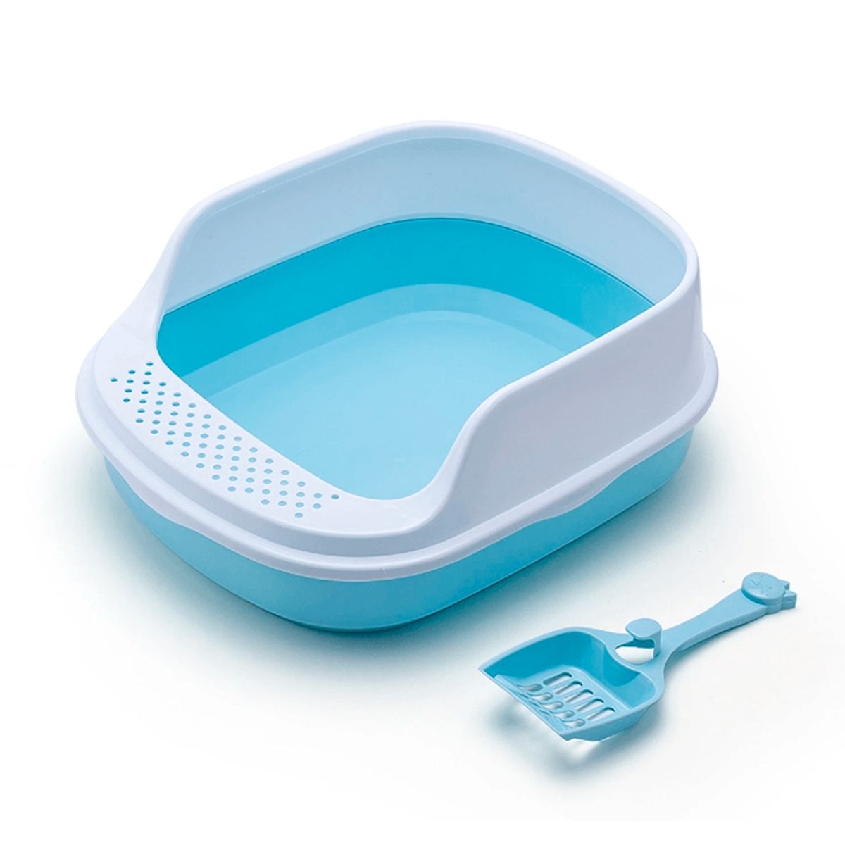 INSPIRA - Arenero Gato Caja de Arena 49 x 37 x 23 Celeste