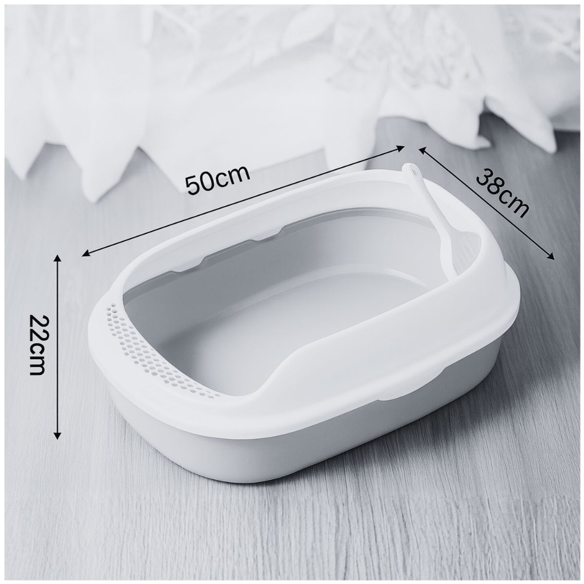 INSPIRA - Arenero Gato Caja de Arena 49 x 37 x 23 Celeste