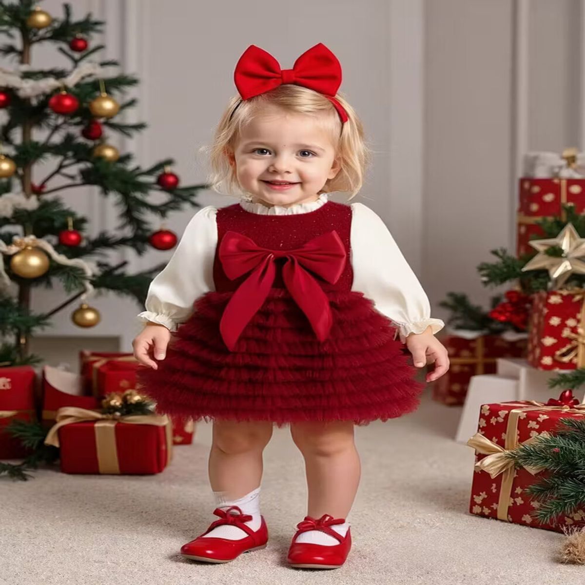 GENERICO - VESTIDO PARA NIÑA BEBE DE NAVIDAD