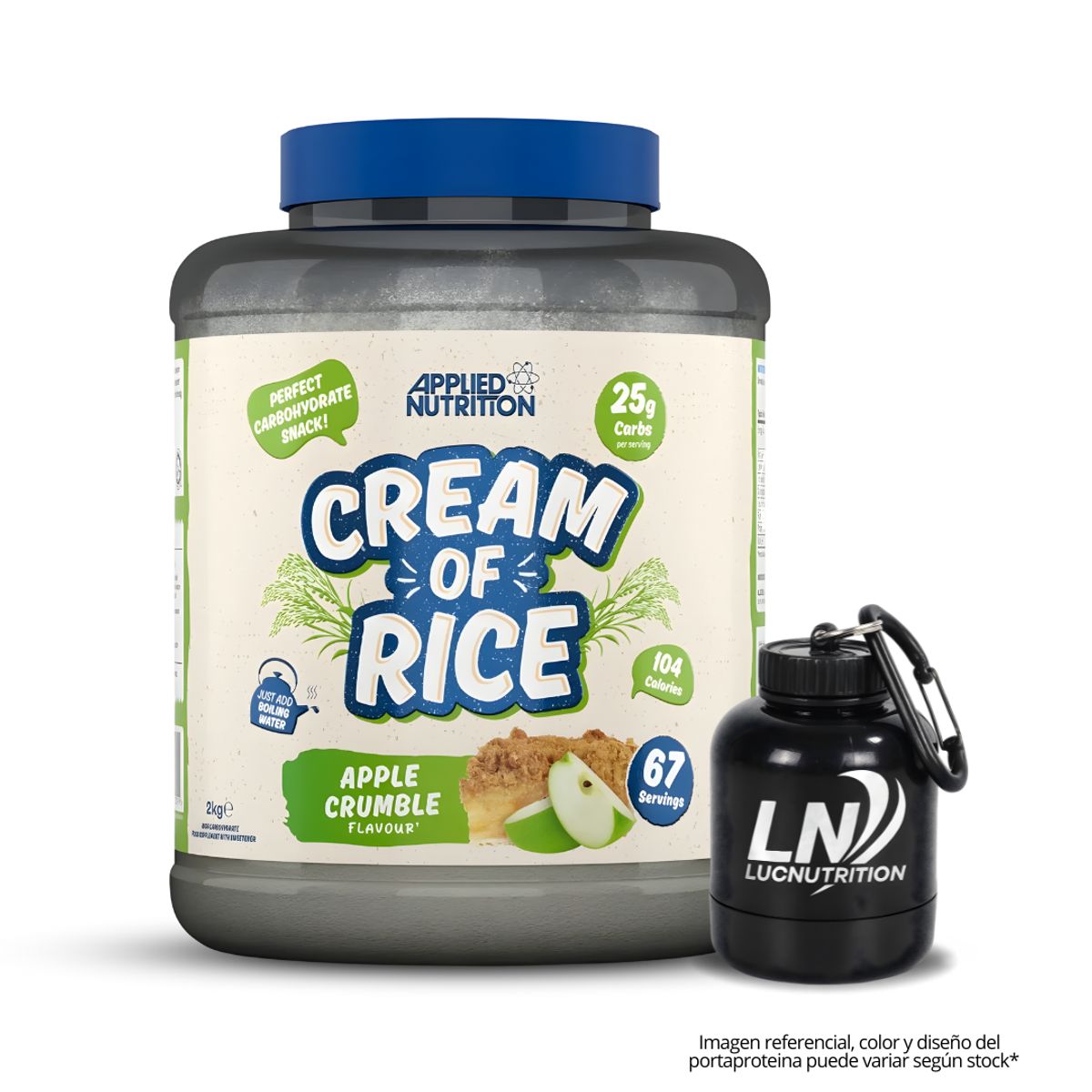 APPLIED NUTRITION - Crema de Arroz Applied Nutrition 2 Kg Cream of rice - Apple Crumble + Portaproteina