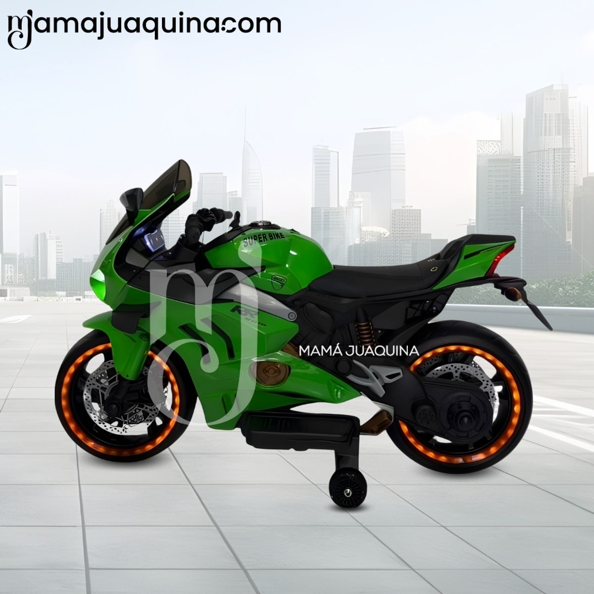 Baby - Moto a Batería para Niños «PANIGALE» de Lujo Green