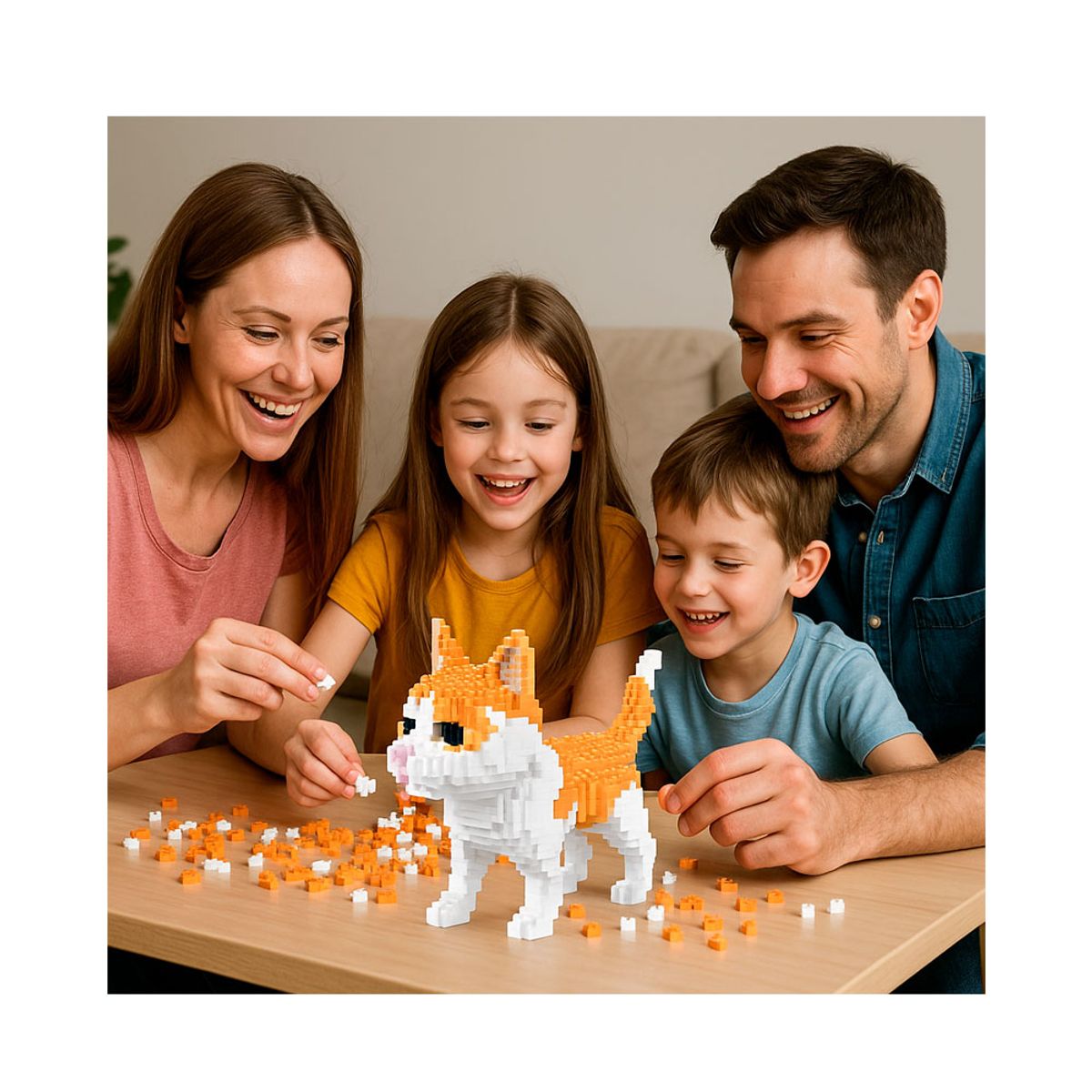 GENERICO - Gato Rubio con Blanco Mini Bloques Armable 1000 Piezas