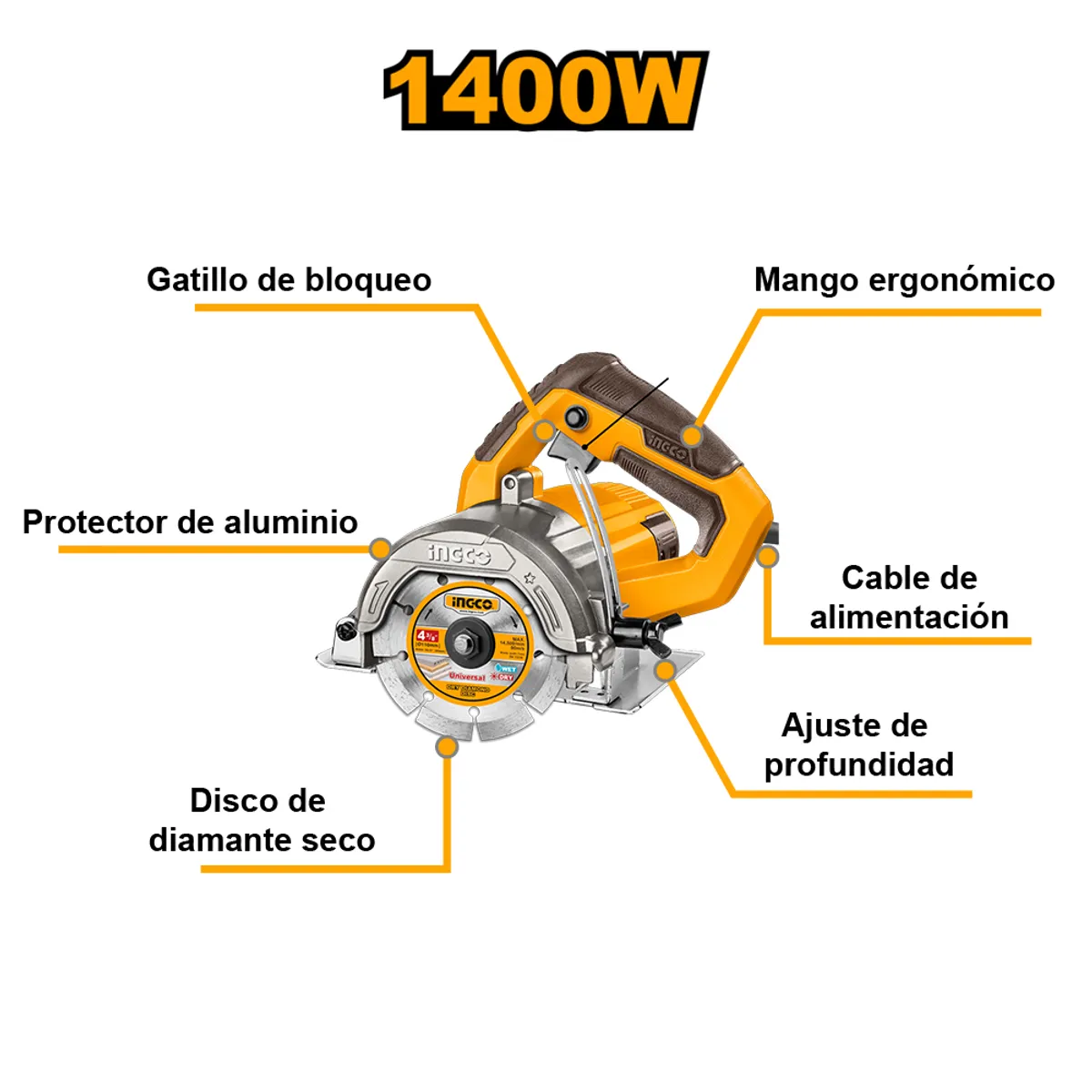 INGCO TOOLS - CORTADOR DE MÁRMOL 1400W 110MM 4-38″ MC140068