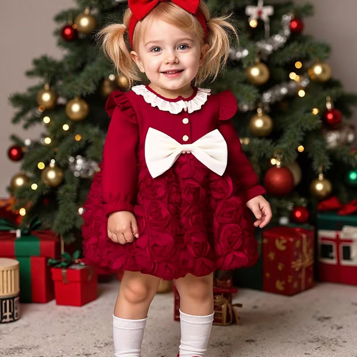 GENERICO - VESTIDO NAVIDAD PARA BEBE DISEÑO DE NAVIDAD
