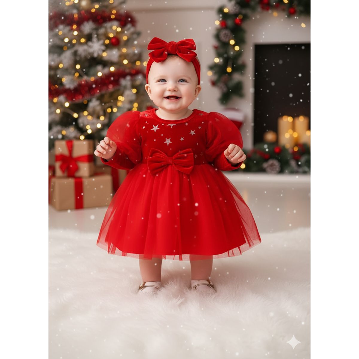 GENERICO - VESTIDO PARA NIÑA NAVIDAD COLOR ROJO