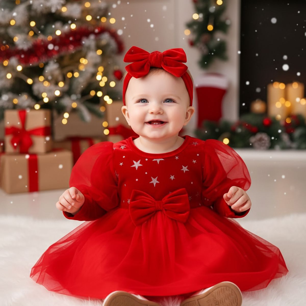 GENERICO - VESTIDO PARA NIÑA NAVIDAD COLOR ROJO