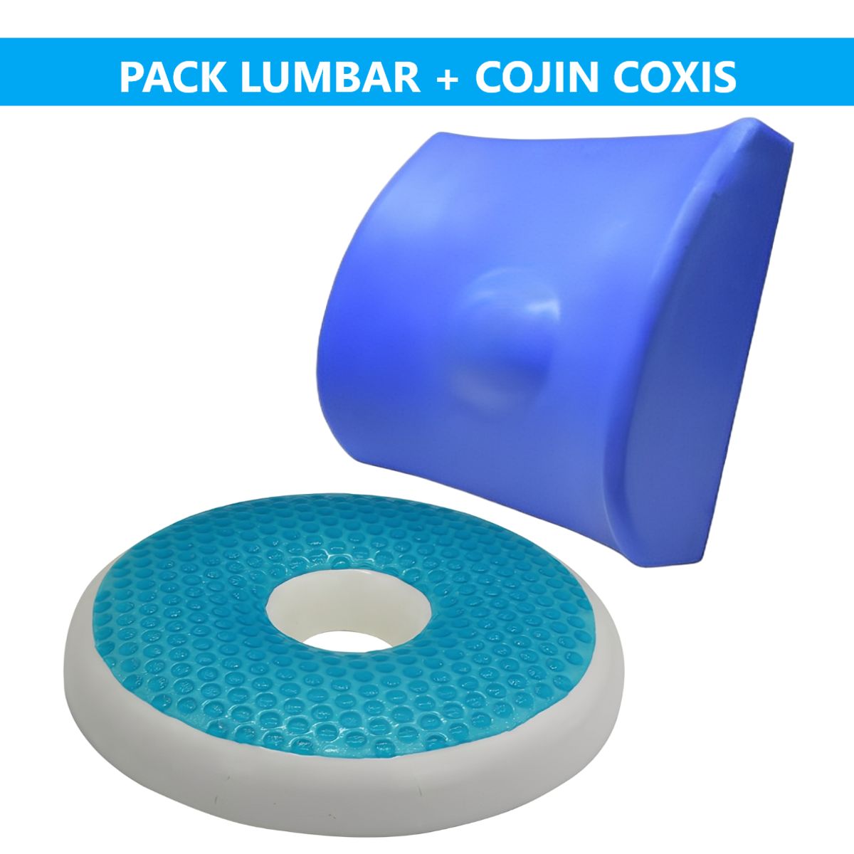 GENERICO - COJÍN LUMBAR VISCO-GEL +  COJÍN COXIS GEL TECH