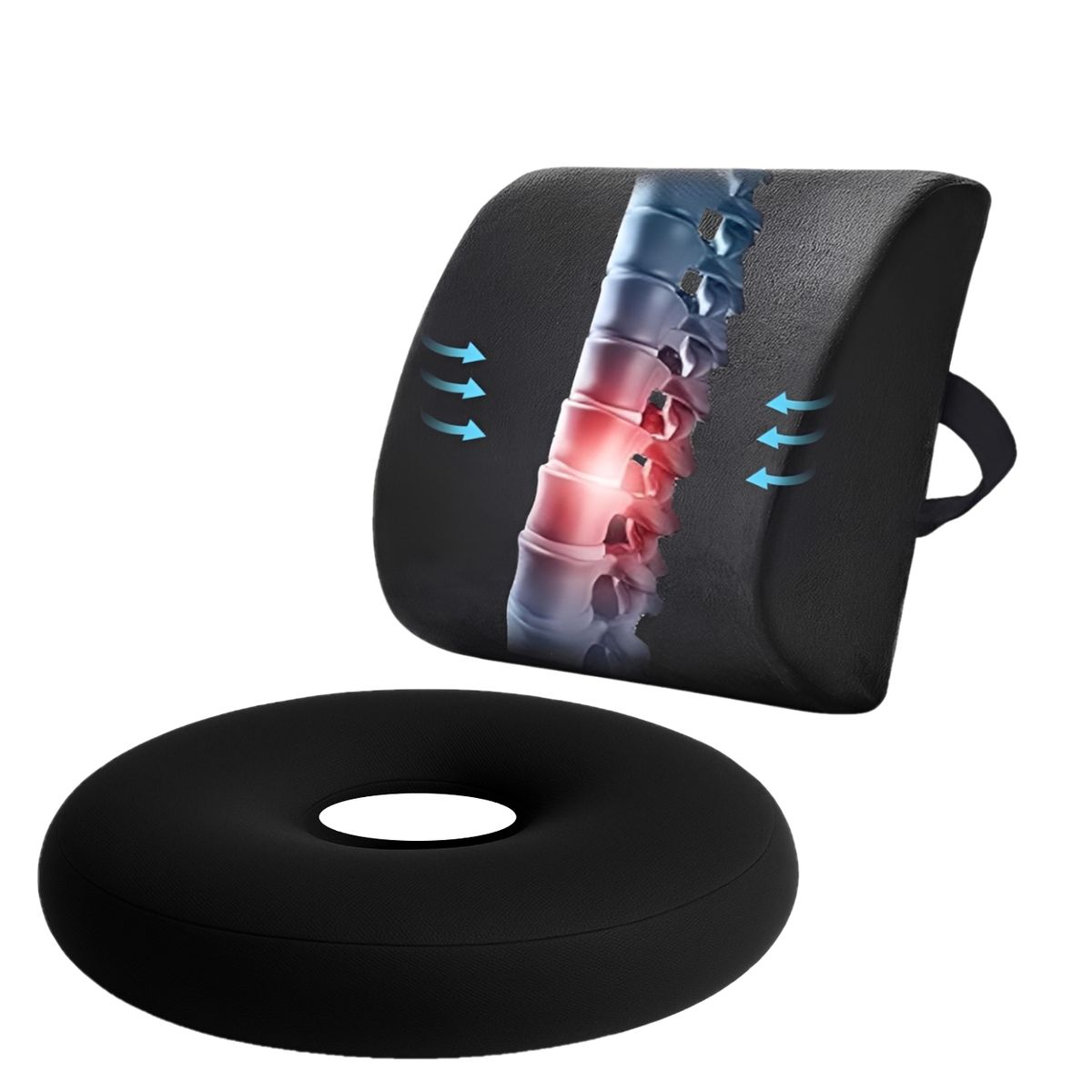 GENERICO - COJÍN LUMBAR VISCO-GEL +  COJÍN COXIS GEL TECH