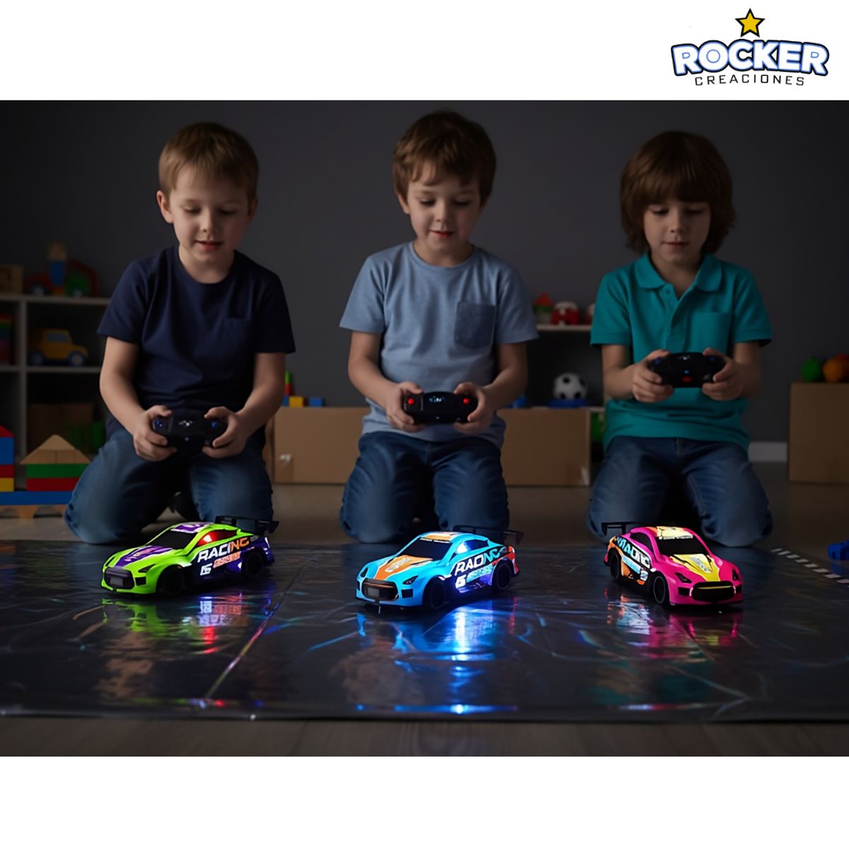 GENERICO - CARRO FUTURISTA DE CARRERAS ROJO A CONTROL REMOTO - LUZ INTERIOR