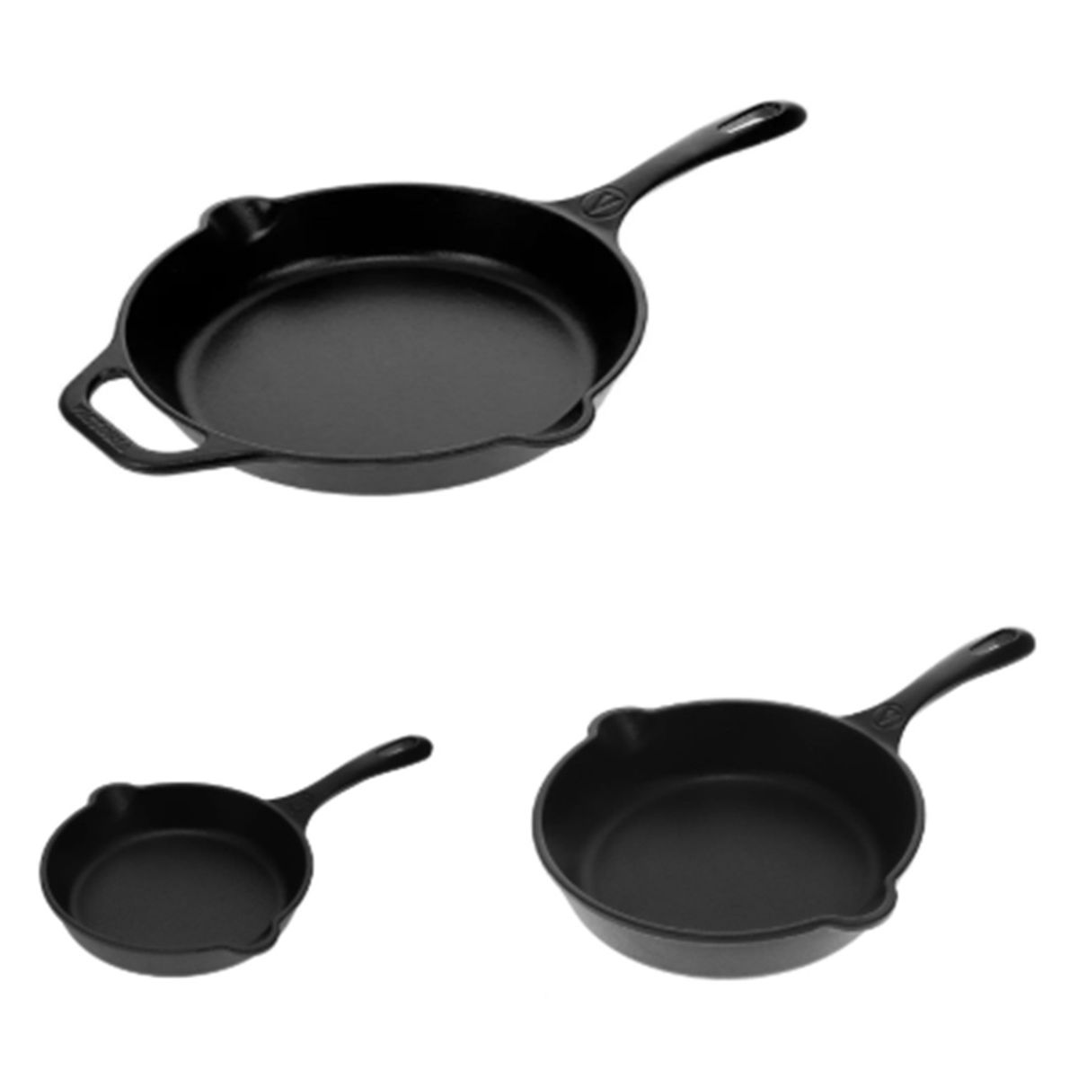 VICTORIA - JUEGO DE SARTENES VICTORIA DE HIERRO FUNDIDO 16, 20 Y 25 CM