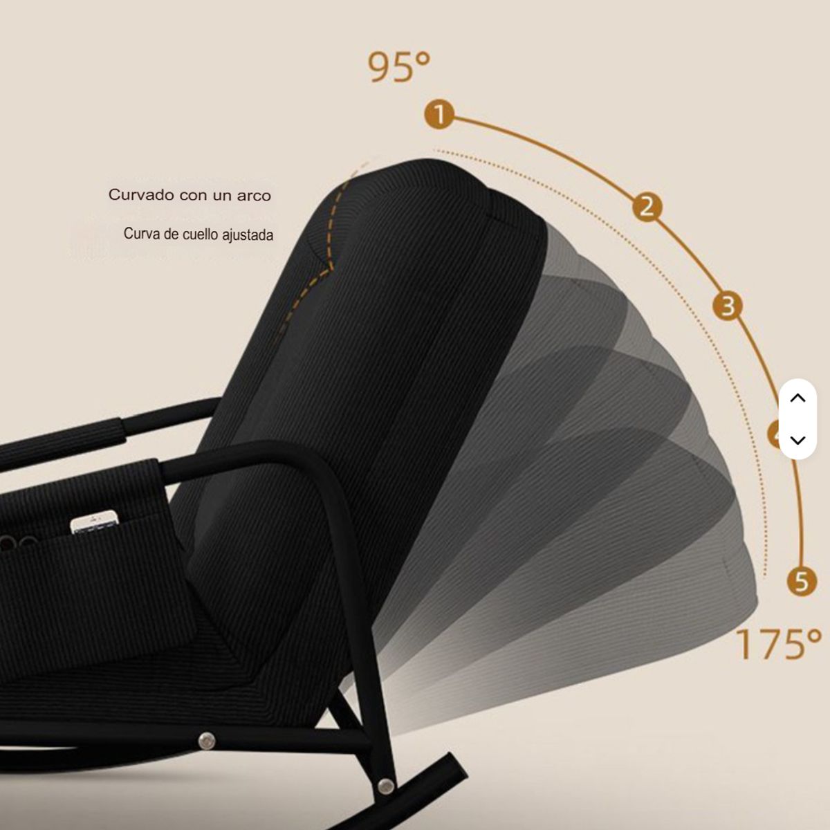 GENERICO - 2 SILLAS MECEDORA SOFÁ RECLINABLE SILLÓN PLEGABLE TERRAZA JARDÍN SALA PREMIUM NEGRO