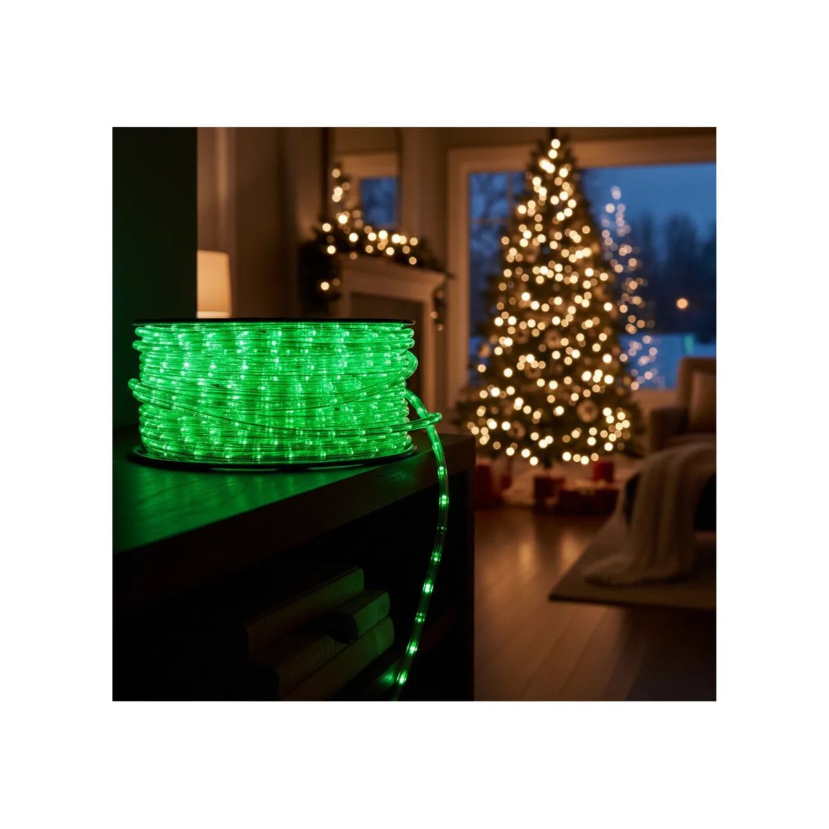 GENERICO - Cinta Luces Led Manguera verde Navideña 100 metros + 5 Secuenciales