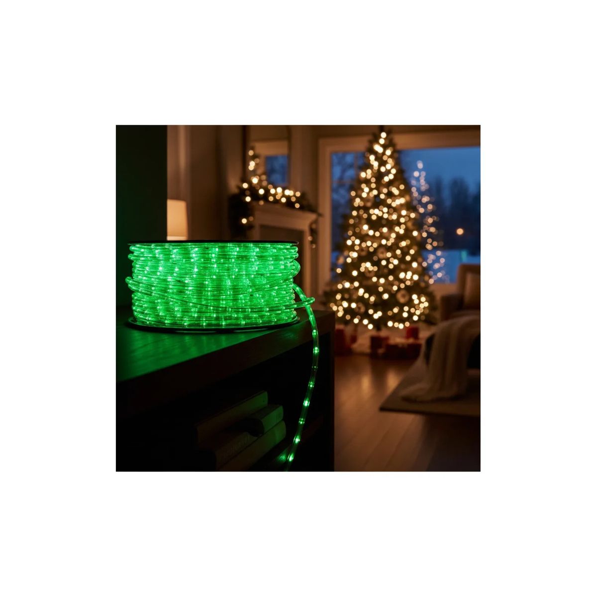 GENERICO - Cinta Luces Led Manguera verde Navideña 100 metros + 5 Secuenciales