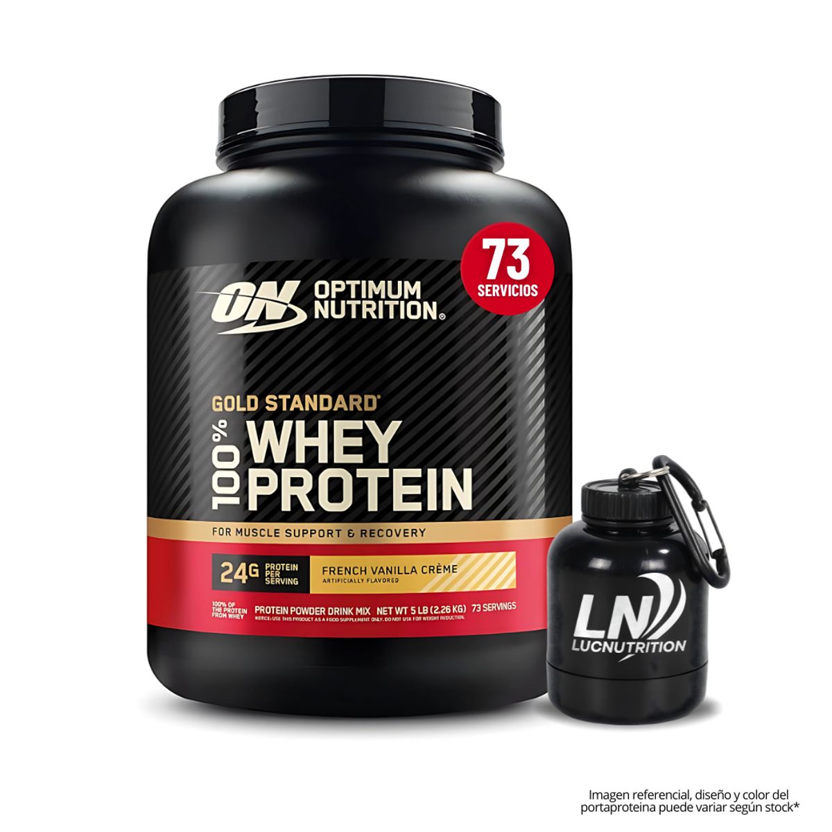 OPTIMUN NUTRITION - Gold Standard Whey 5 LB Proteina Optimum Nutrition - Vainilla Ice Cream + portaproteina