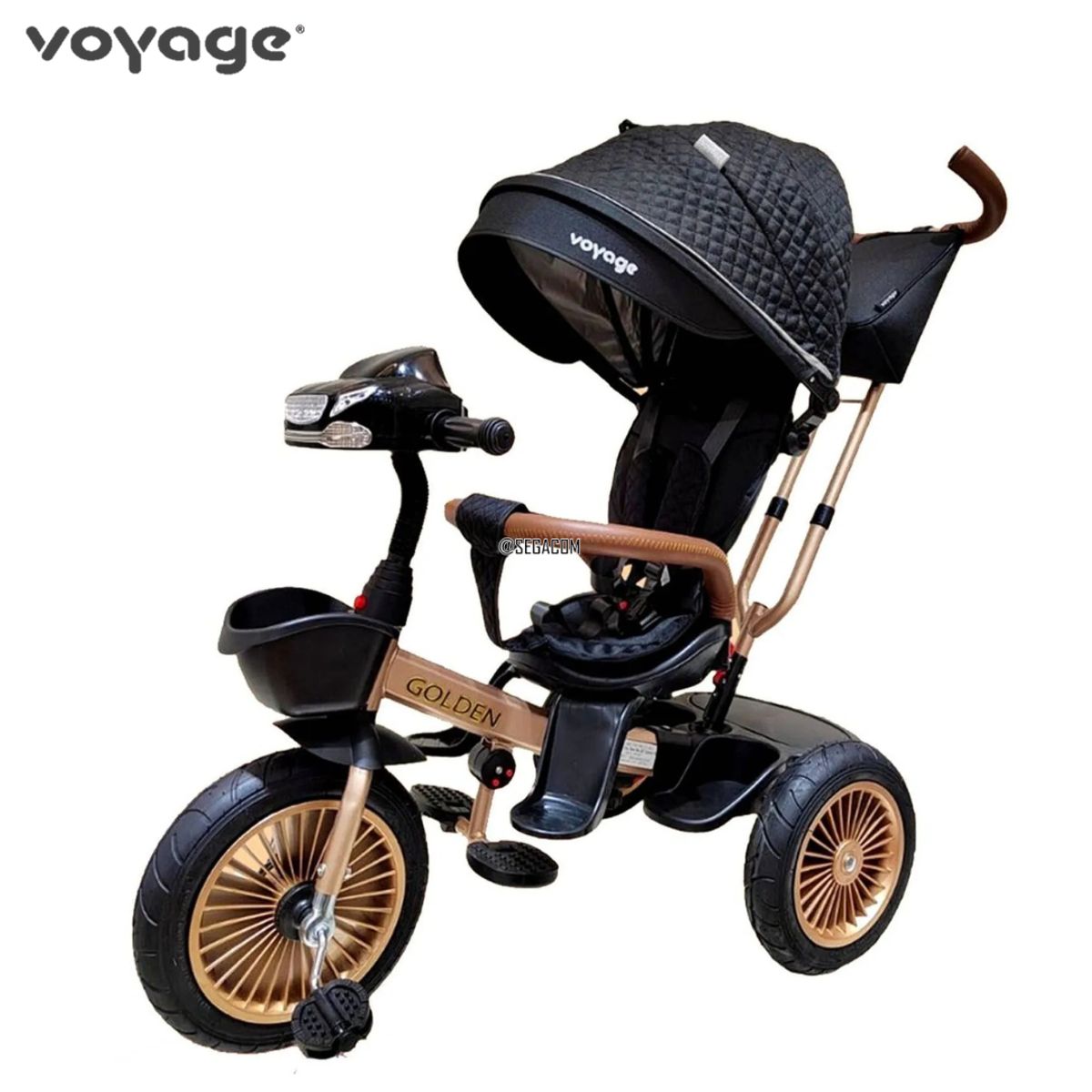 VOYAGE - Triciclo 360° Giratorio Musical Bluetooth -GOLDEN II- Negro