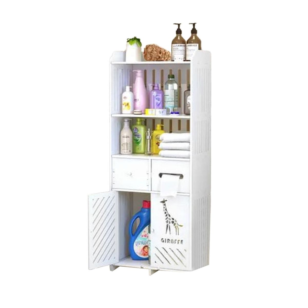 GENERICO - Organizador Estante Para Baño Cajones Puertas Multiuso 120cm Blanco SJ298