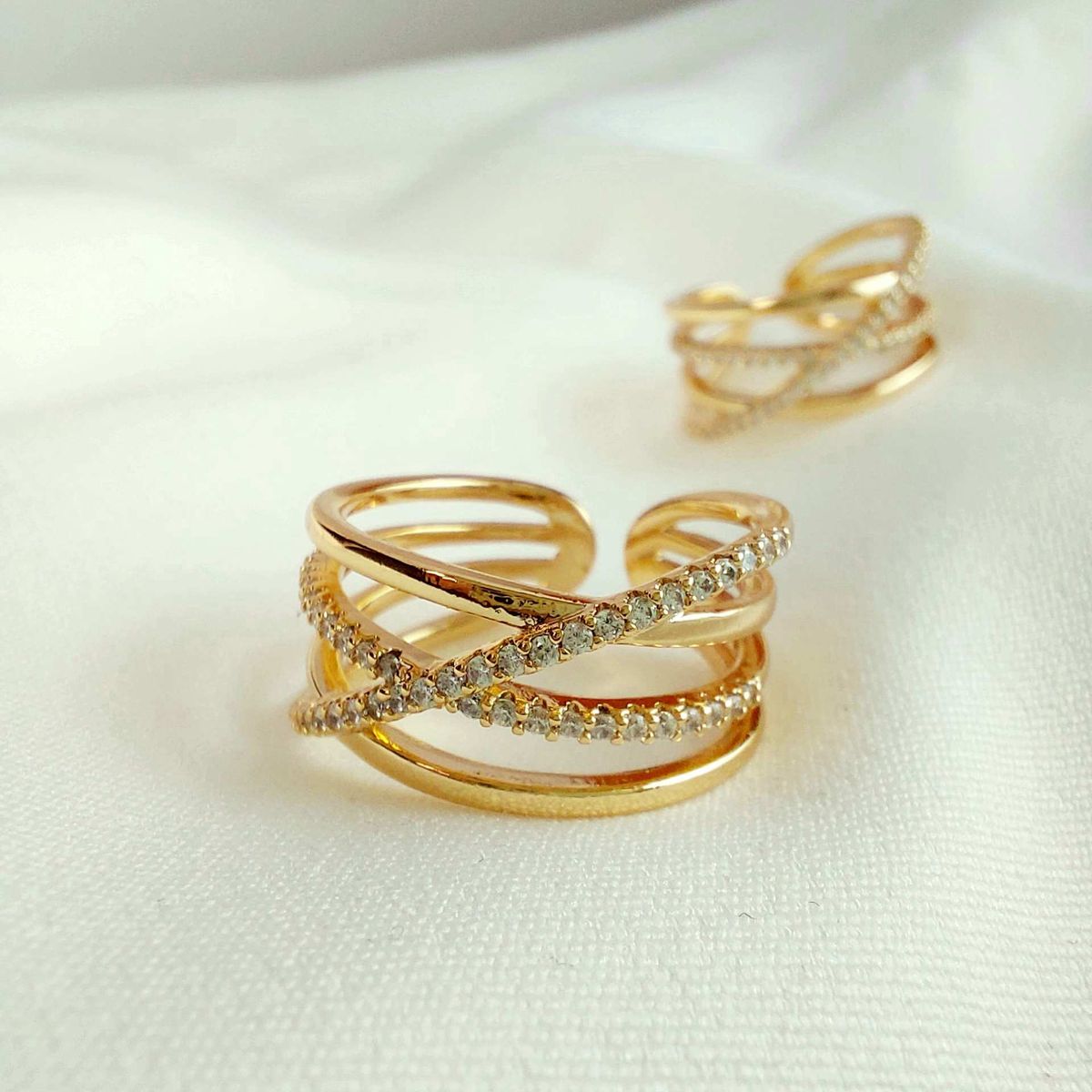 GENERICO - ANILLO CRUZADO AJUSTABLE DISEÑO ELEGANTE ACCESORIOS FINOS TALLA 8